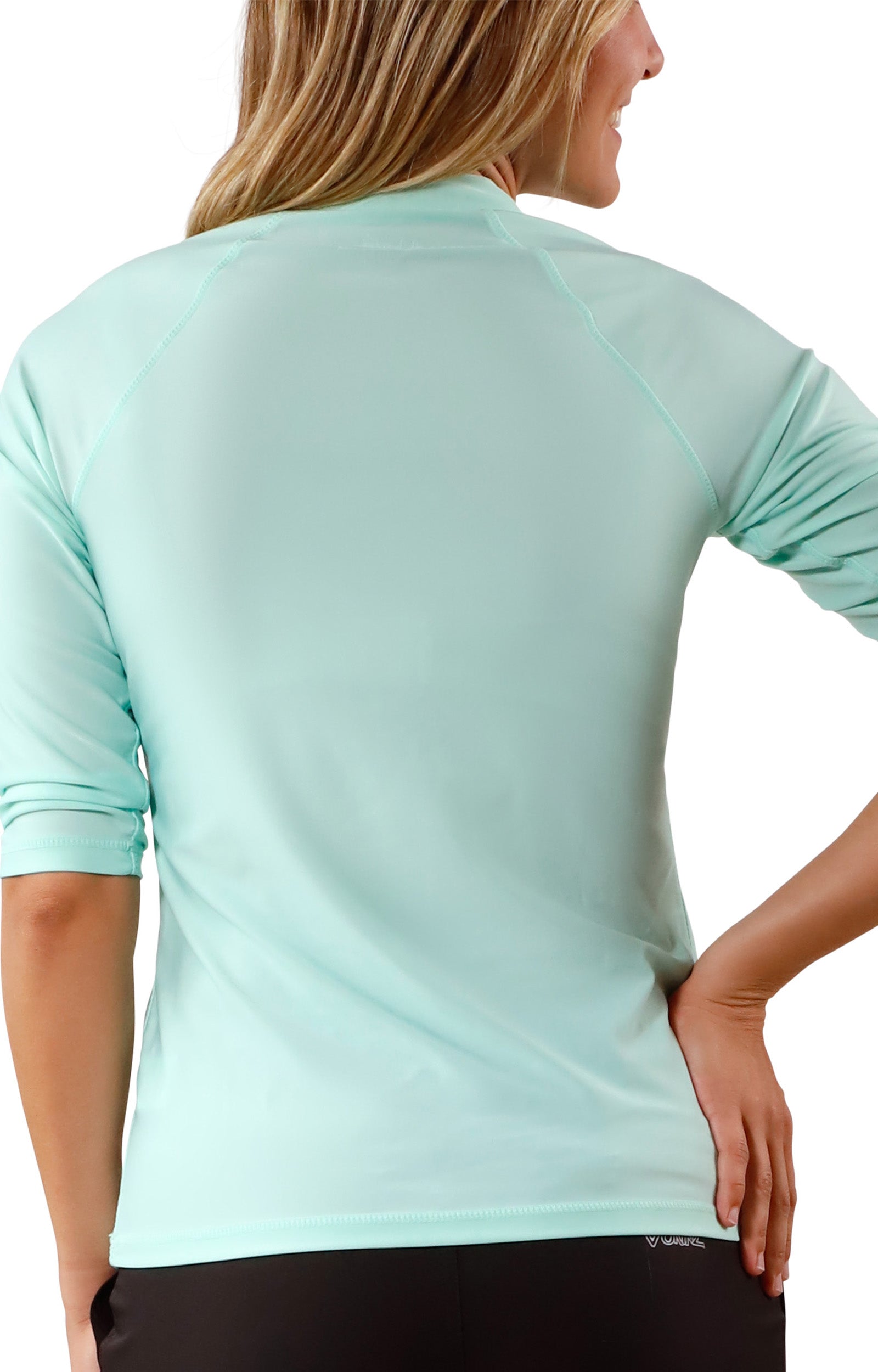 Women's back V-Neck Sun & Swim Shirt in Beach Glass|beach-glass