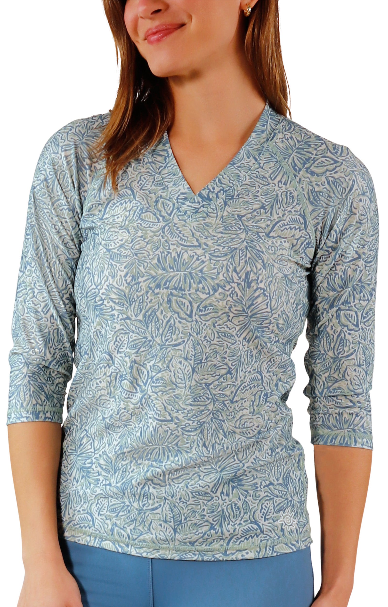 womens v-neck sun and swim shirt|botanical-garden
