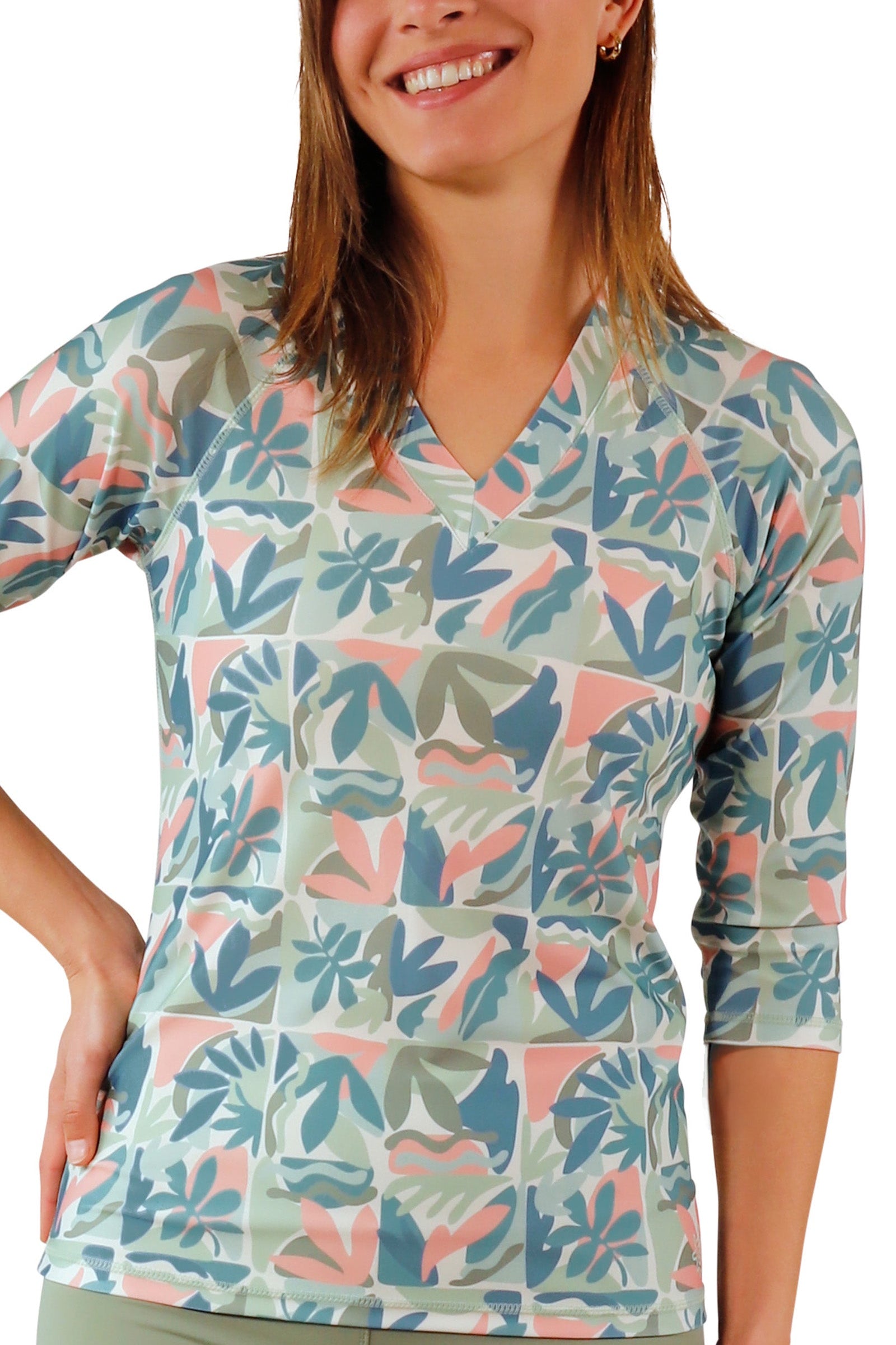 womens v-neck sun and swim shirt|eden-reflection