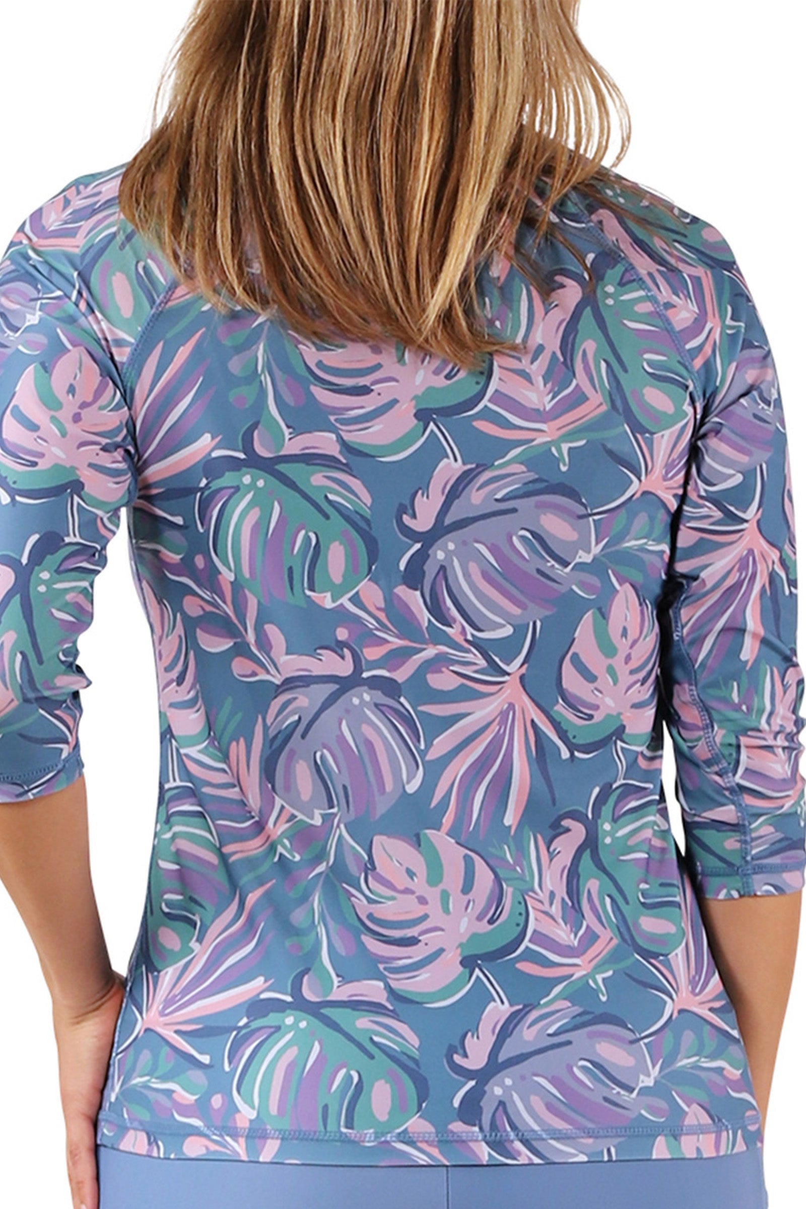 womens v neck sun swim shirt|pastel-palms