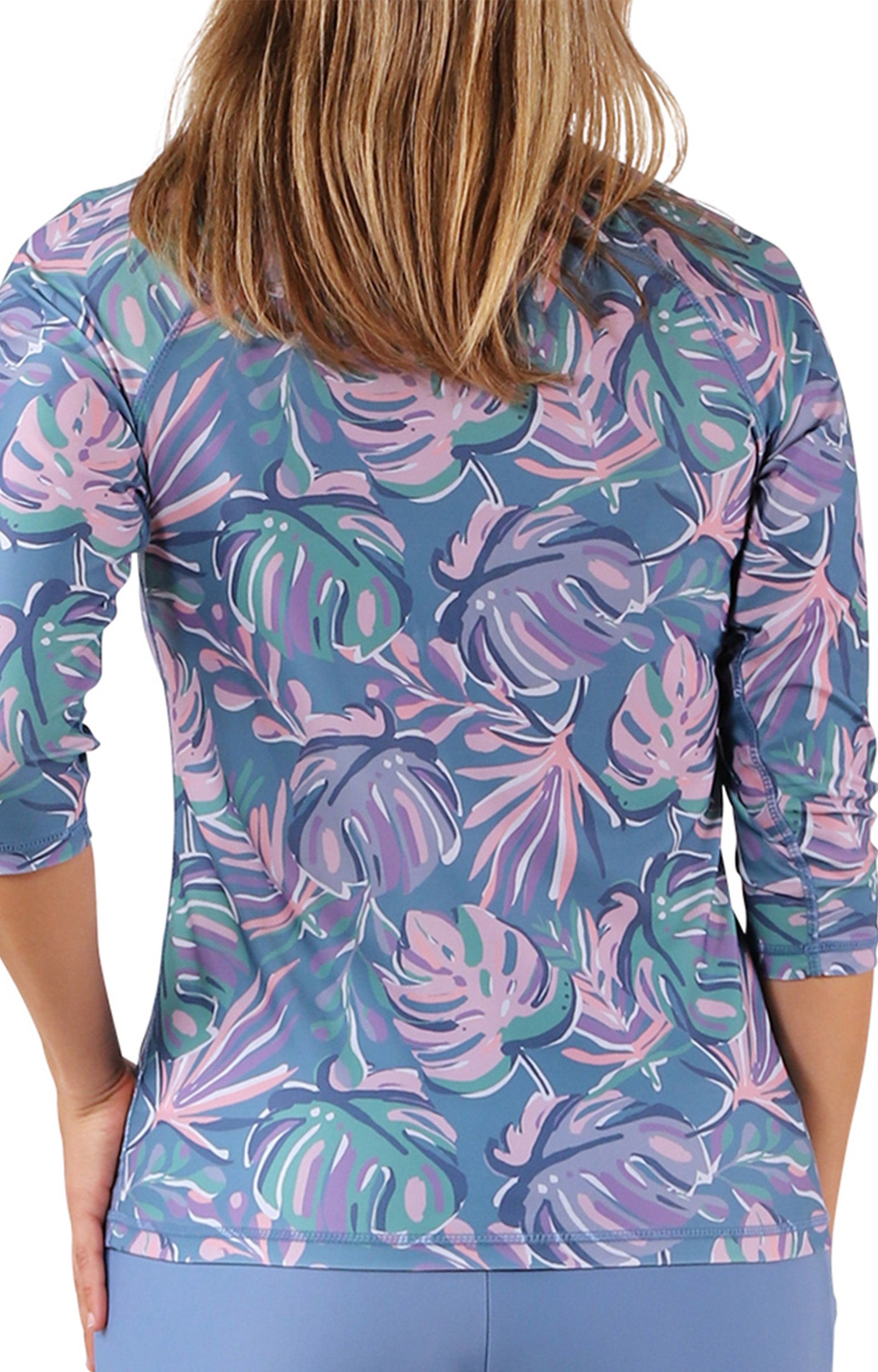 womens v neck sun swim shirt|pastel-palms