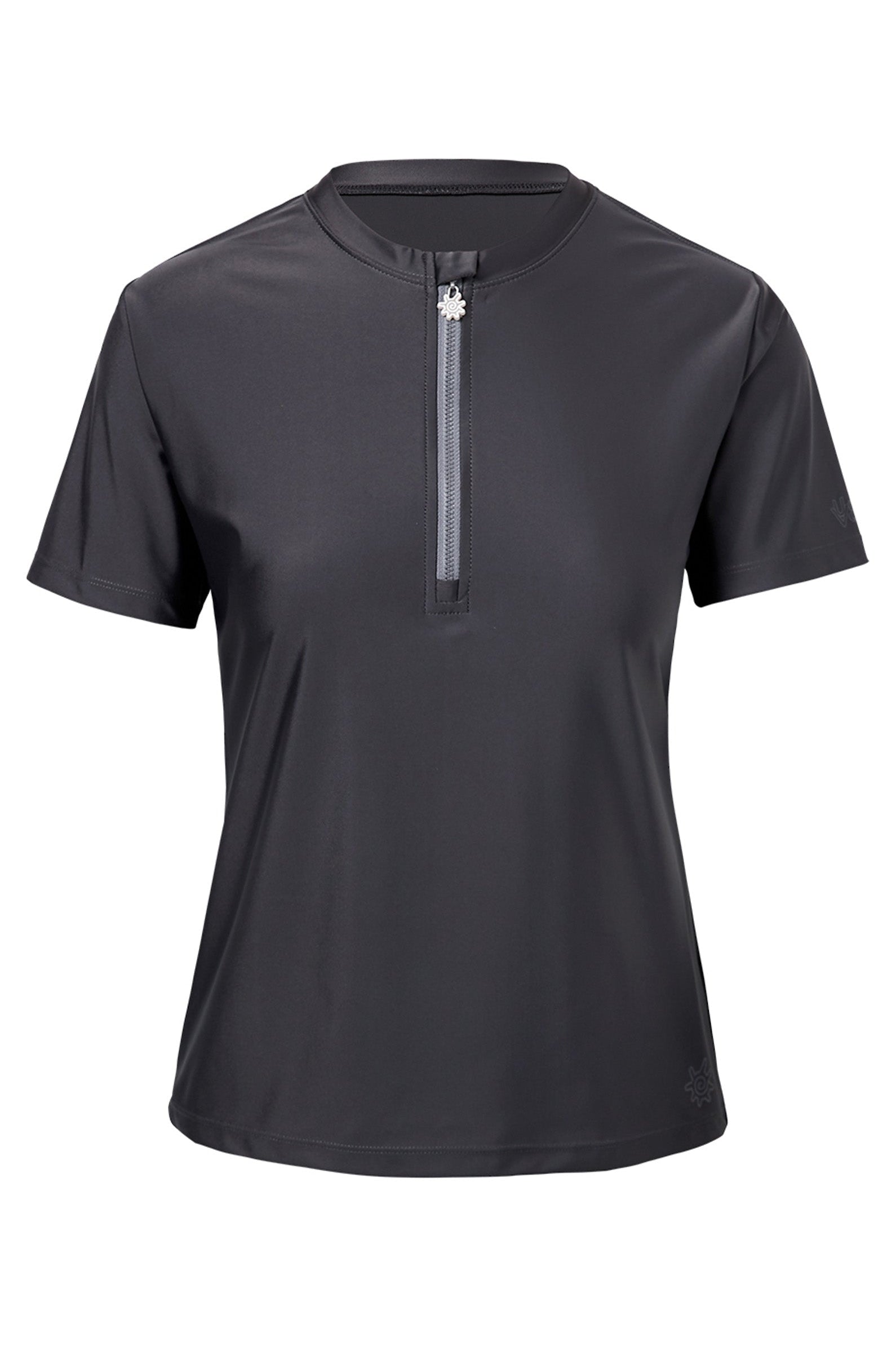 women's quarter zip crew swim shirt in charcoal|charcoal