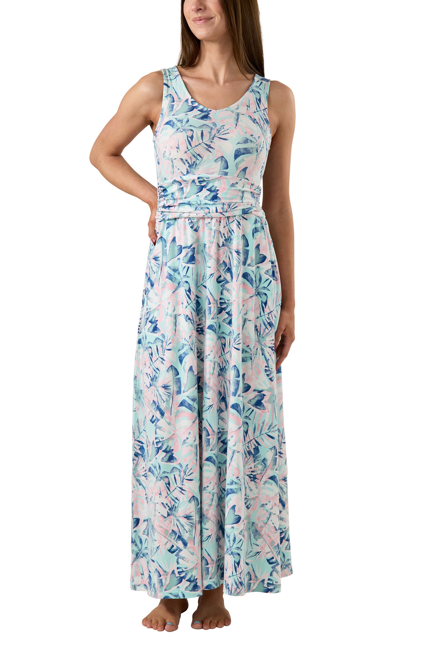 Women's V-Neck Maxi Dress with Pockets