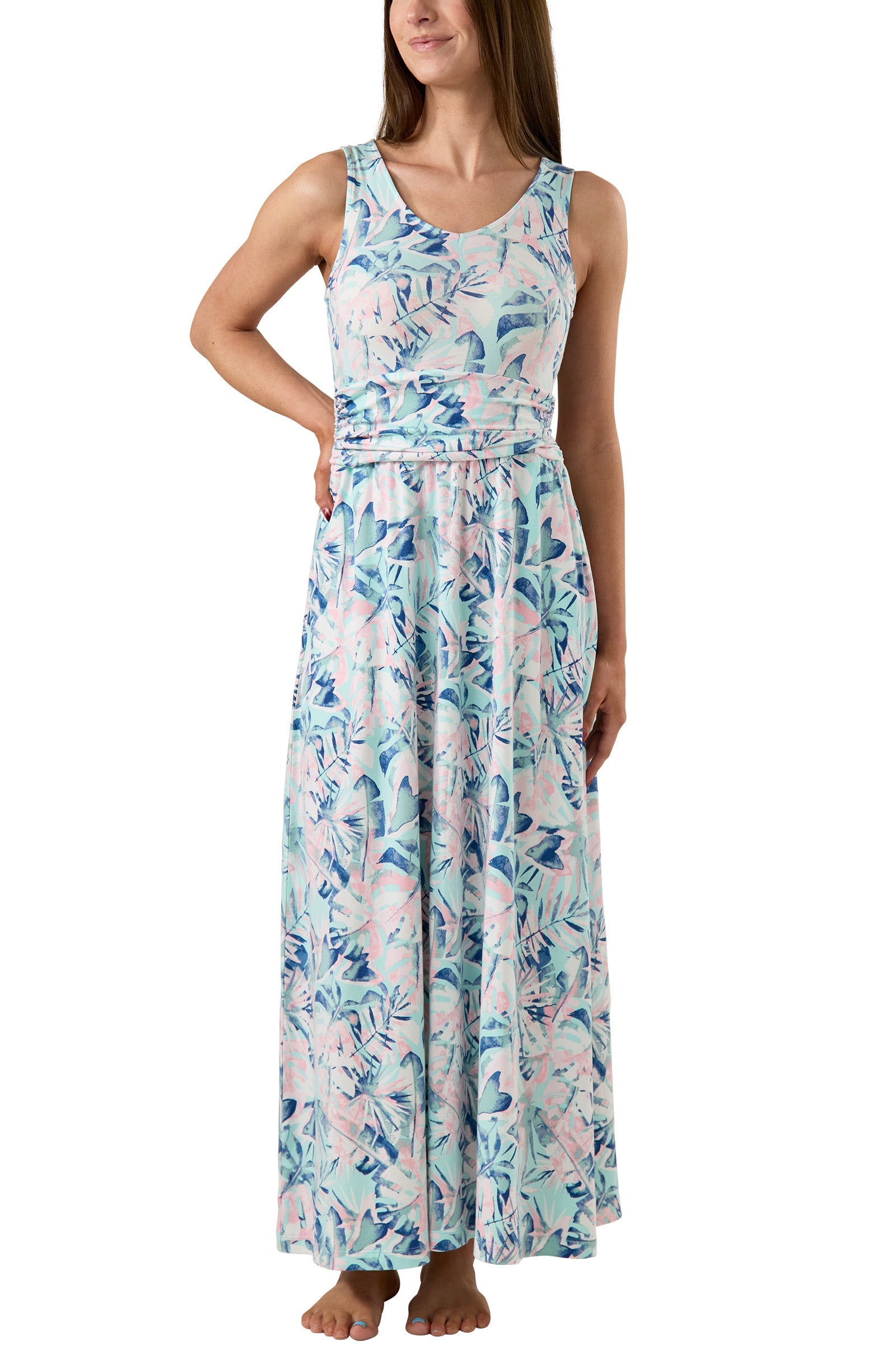 Women's V-Neck Maxi Dress with Pockets