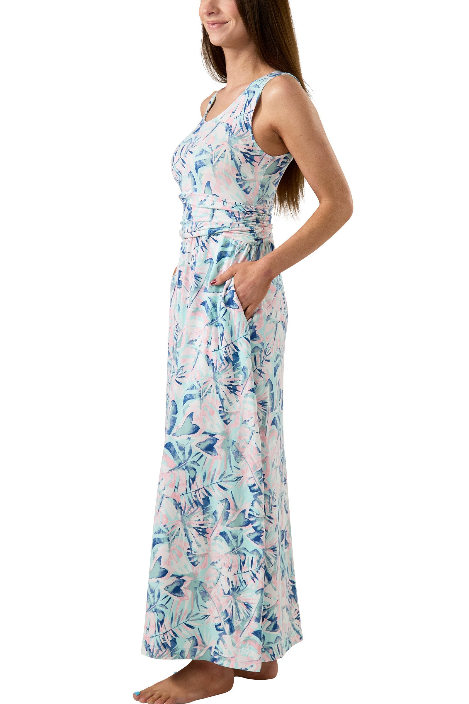 Women's V-Neck Maxi Dress with Pockets