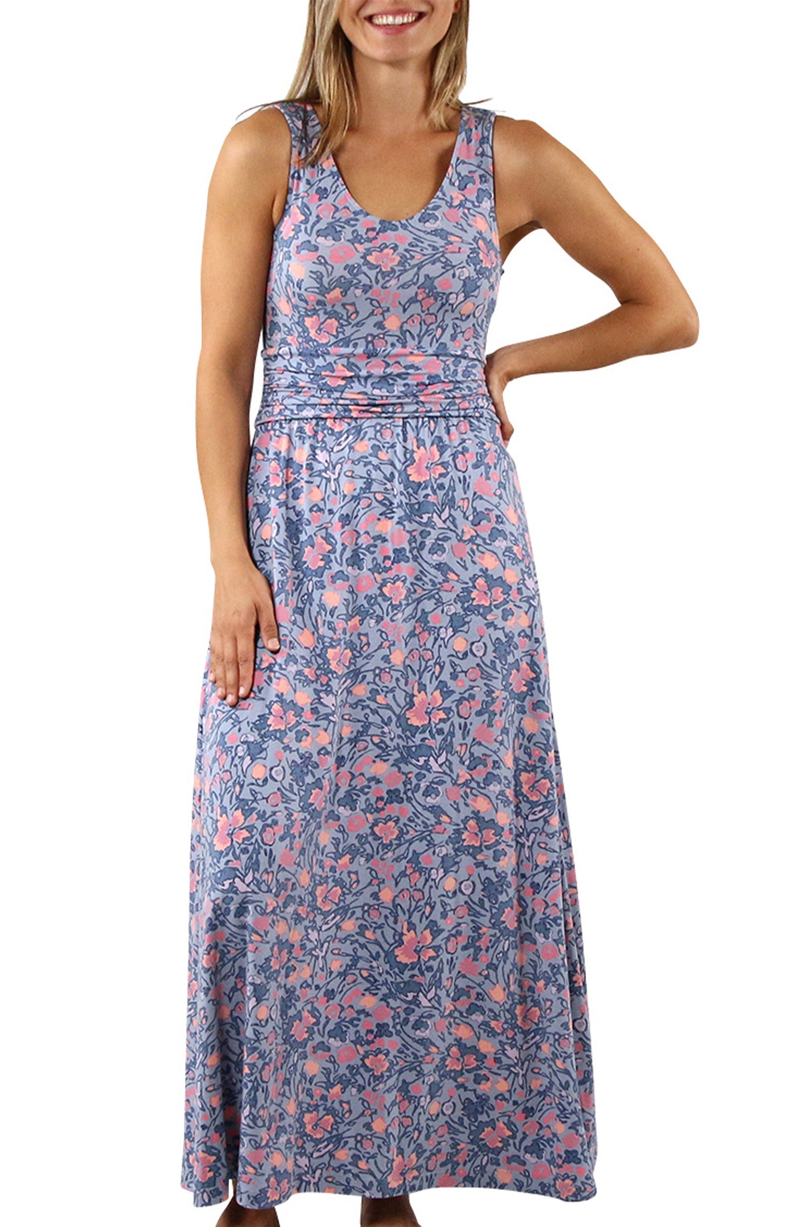women's v-neck maxi dress in moon dust wildflower|moon-dust-wildflower