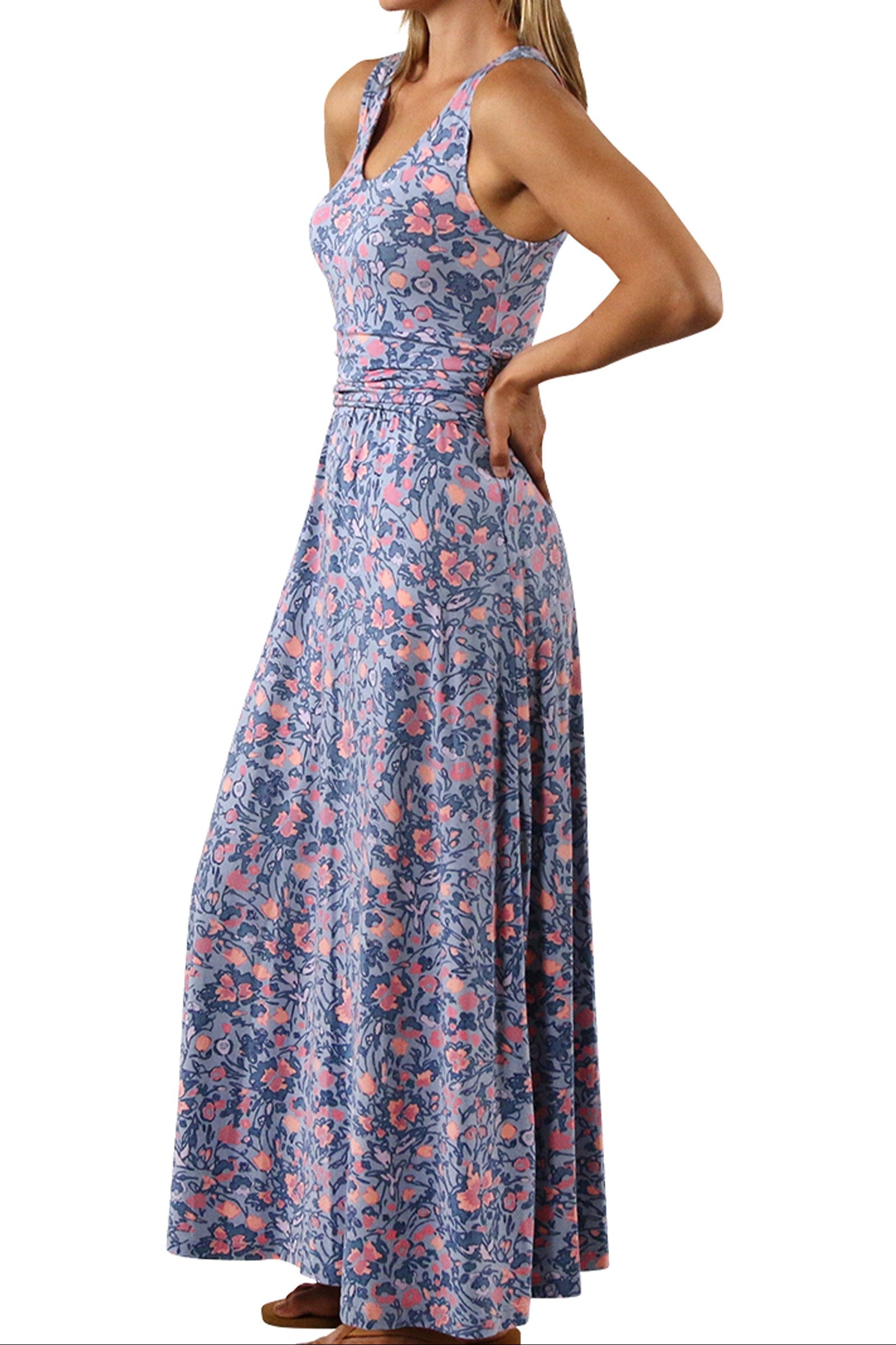women's v-neck maxi dress in moon dust wildflower|moon-dust-wildflower