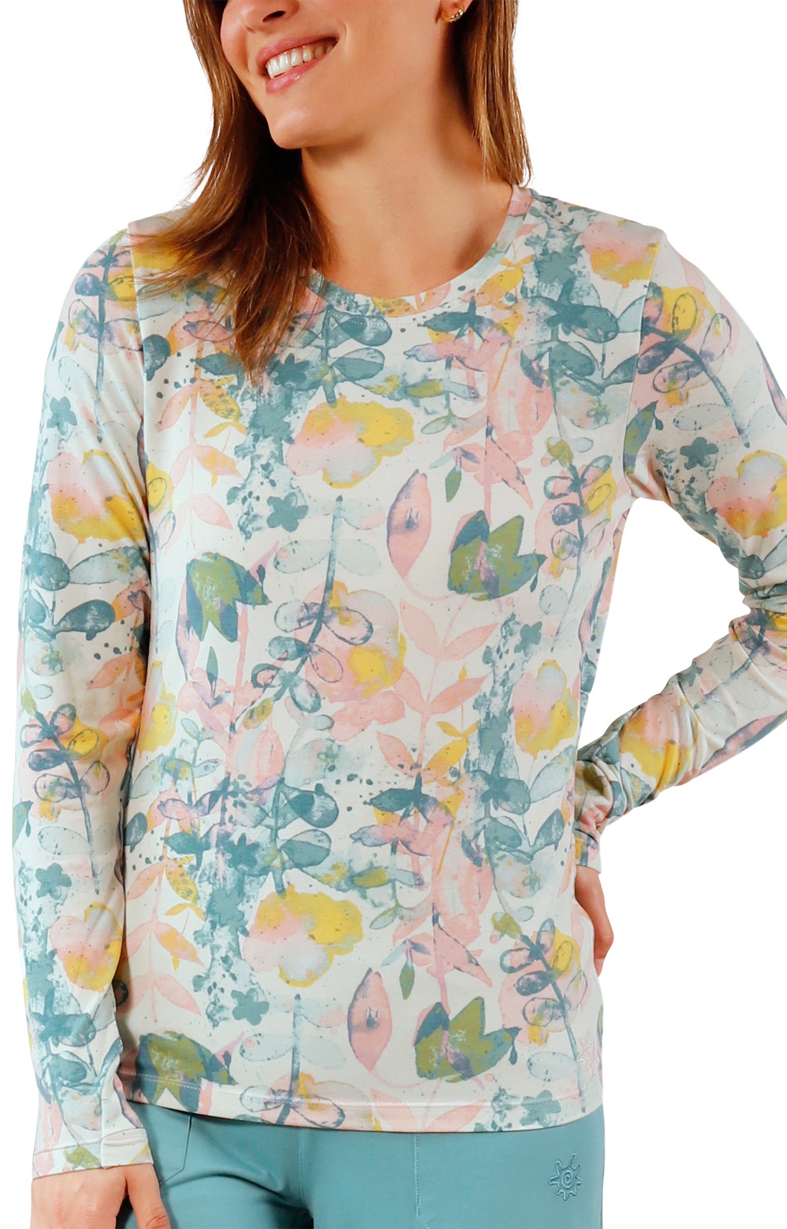 womens long sleeve everyday tee in pressed flora|pressed-flora