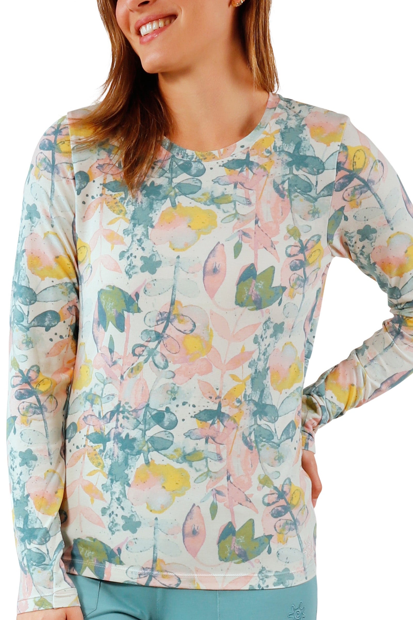 womens long sleeve everyday tee in pressed flora|pressed-flora