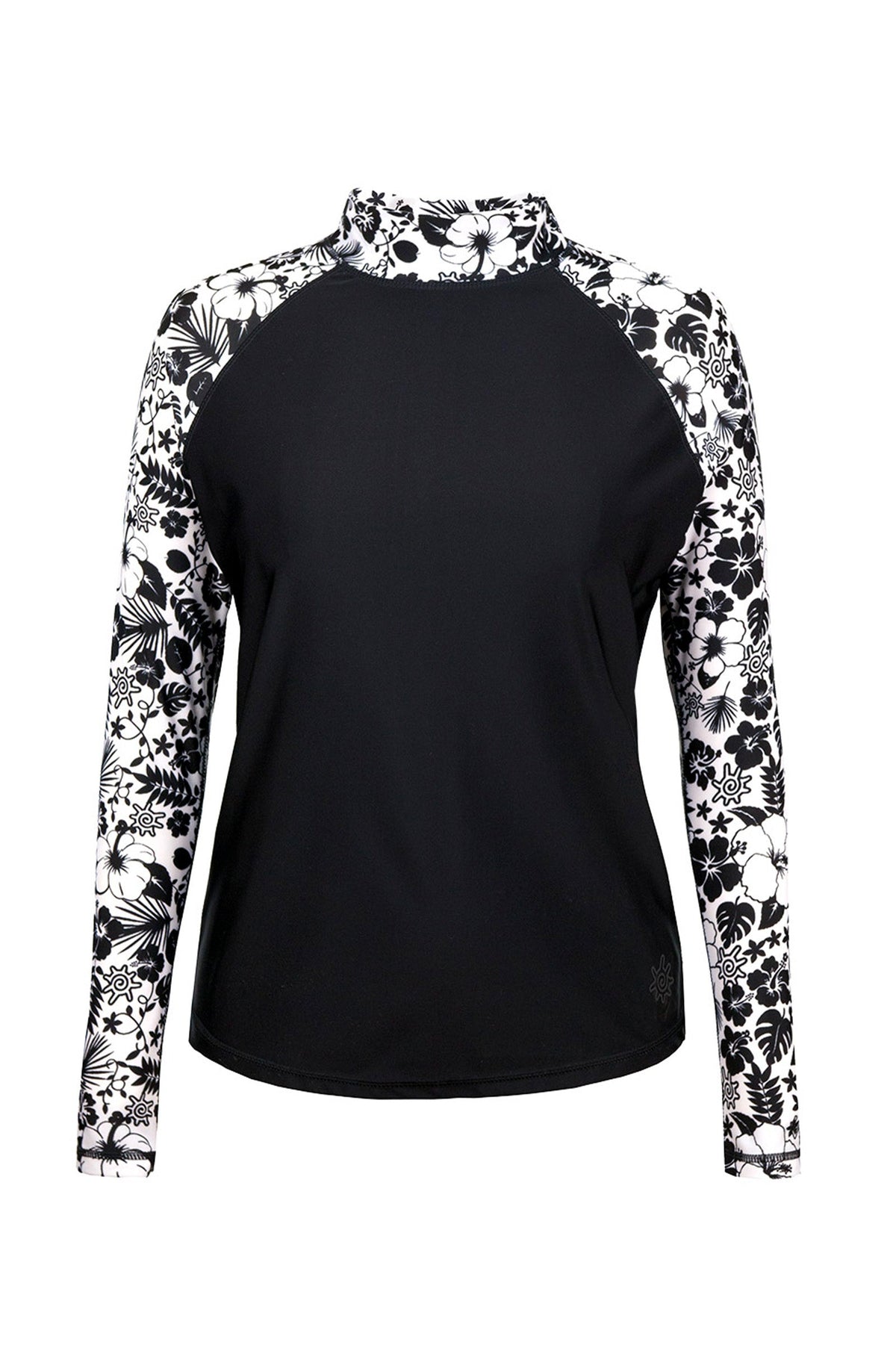 Women's Aloha Long Sleeve Sun & Swim Shirt in Black Aloha|black-aloha