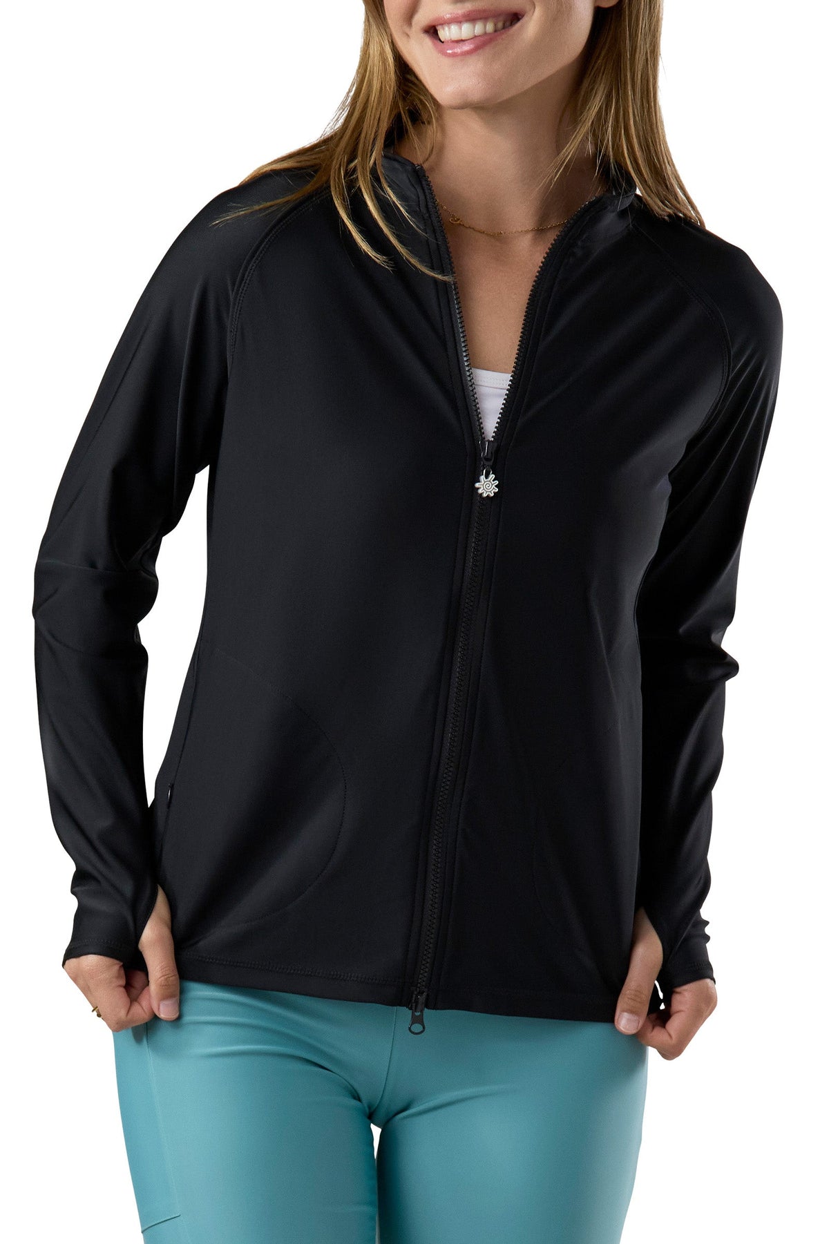 women's swim jacket in black|black