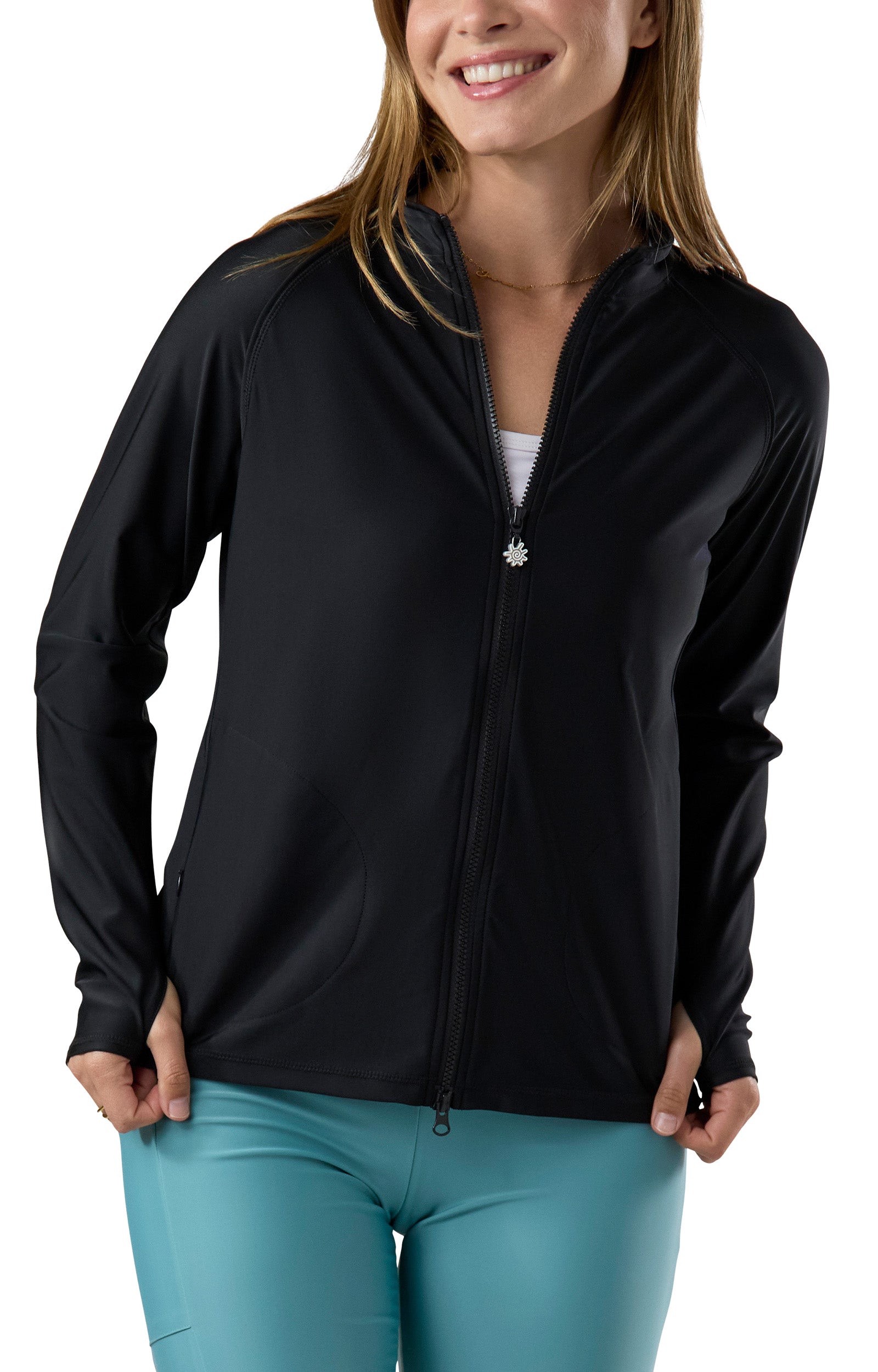 women's swim jacket in black|black