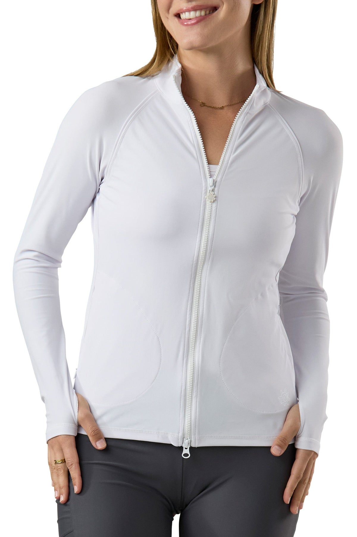 women's swim jacket in white|white