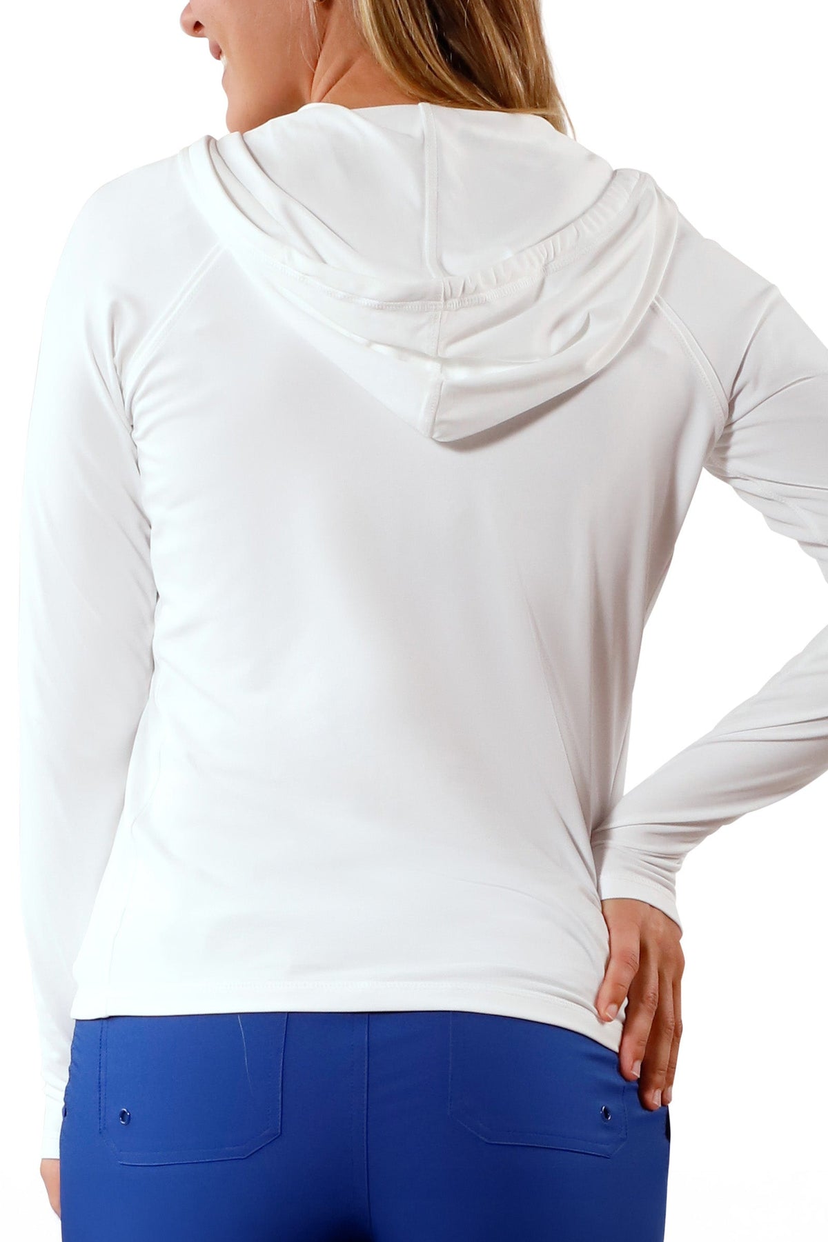 UV Skinz's women's back hooded water jacket in white|white