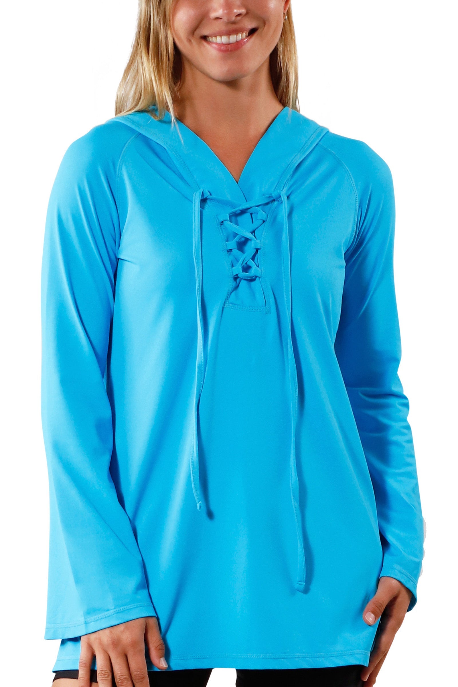Women's Hooded Beach Cover Up in Aqua|aqua