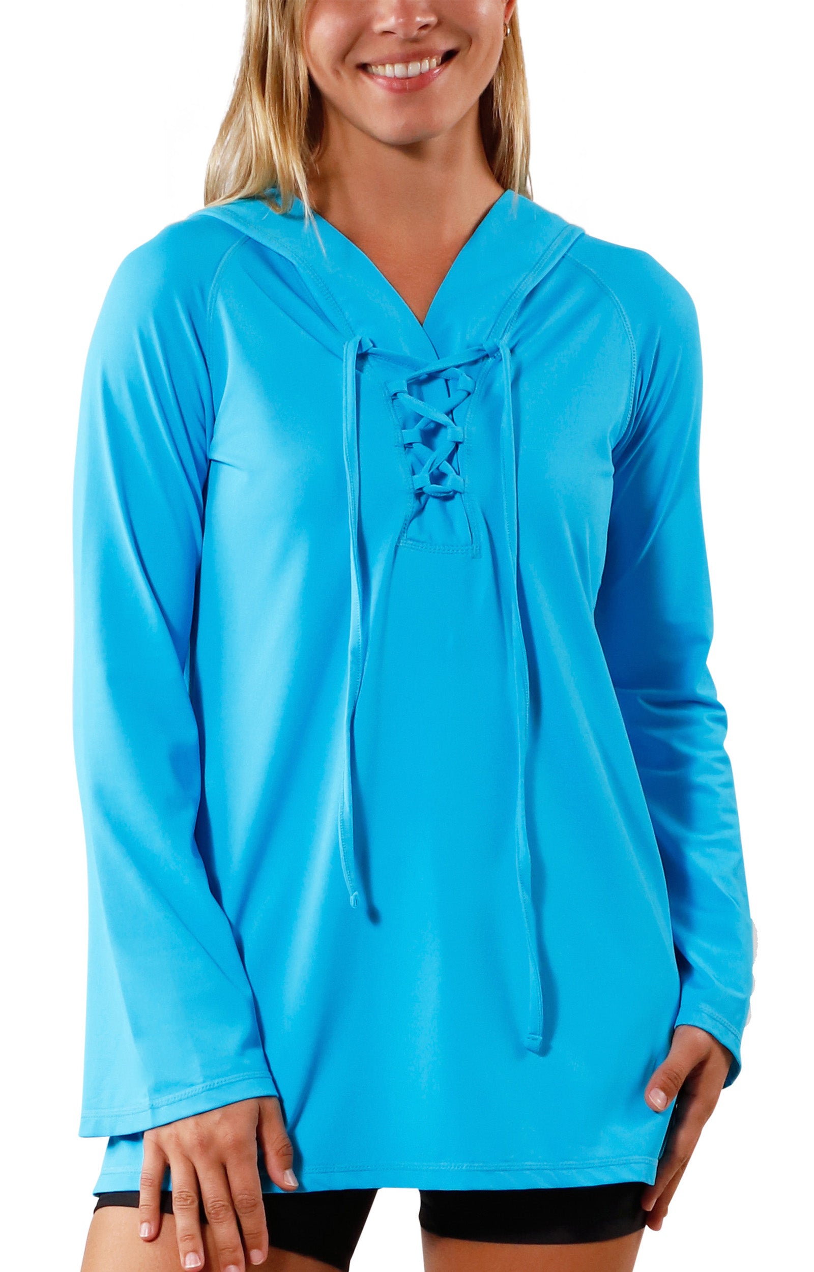 Women's Hooded Beach Cover Up in Aqua|aqua