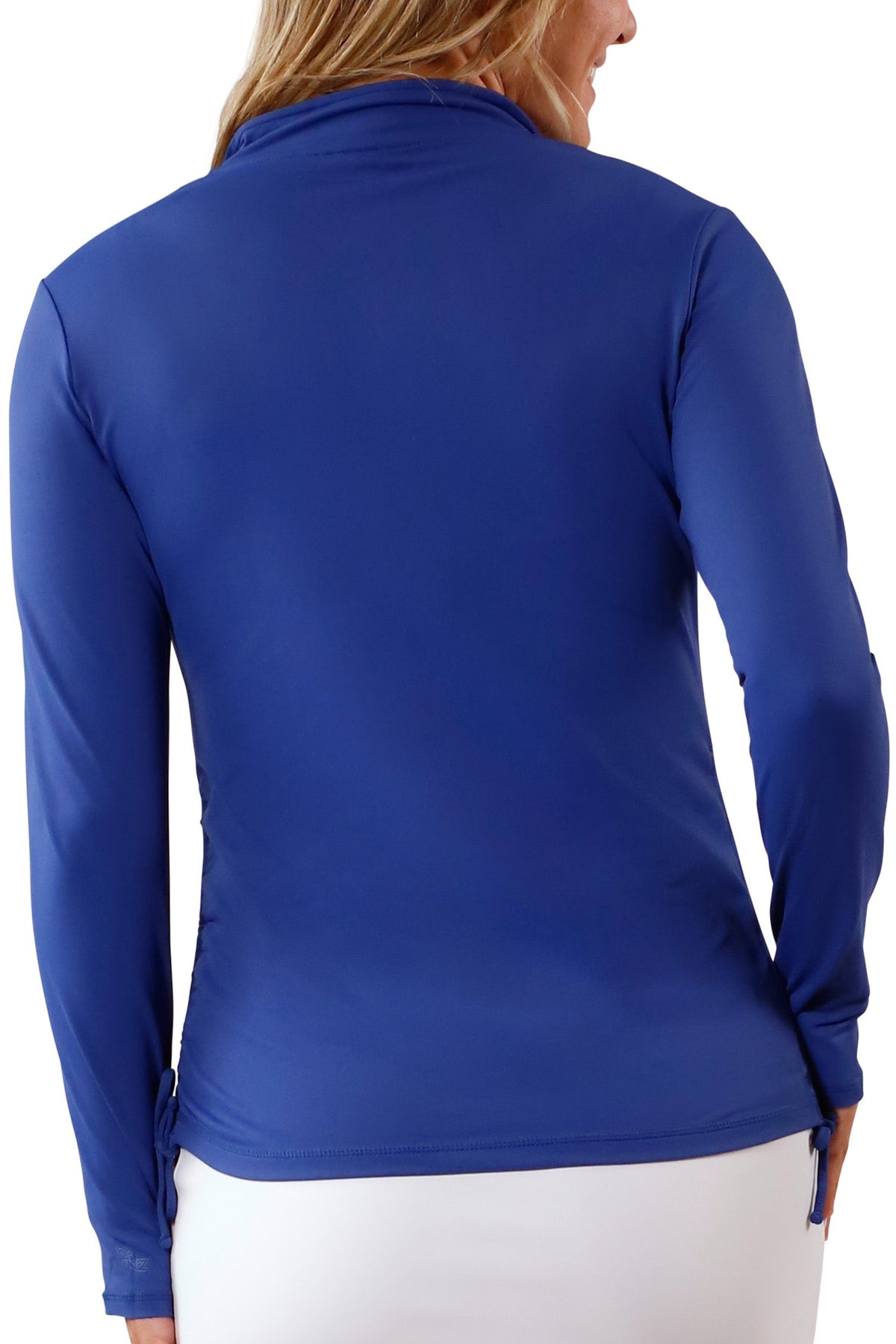 Women's front Long Sleeve Half Zip Ruched Sun Shirt