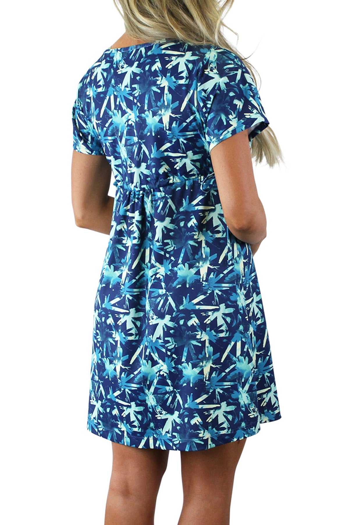 back view of the women's beach cover up in tie dye burst