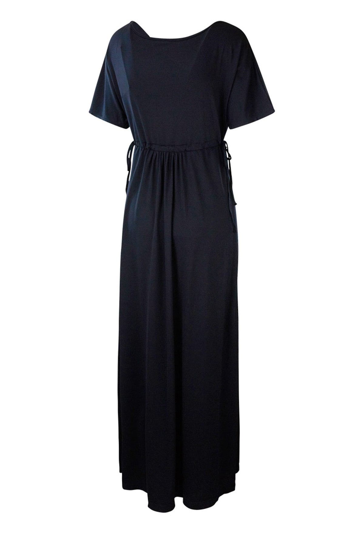 back of the women's maxi dress in black|black