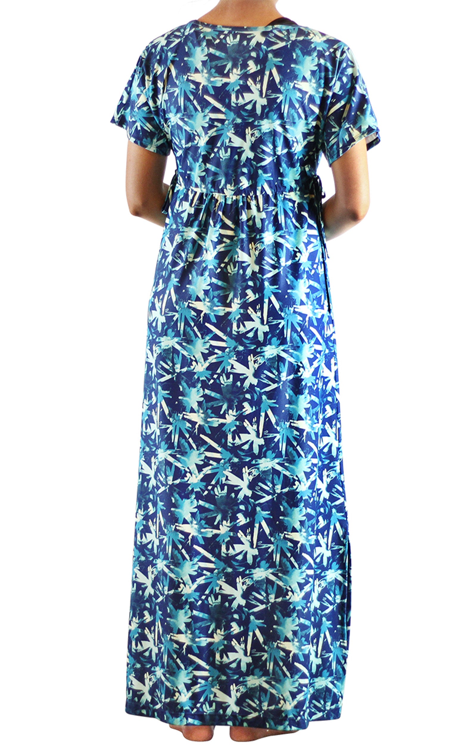 back of the women's maxi dress in tie dye burst|tie-dye-burst