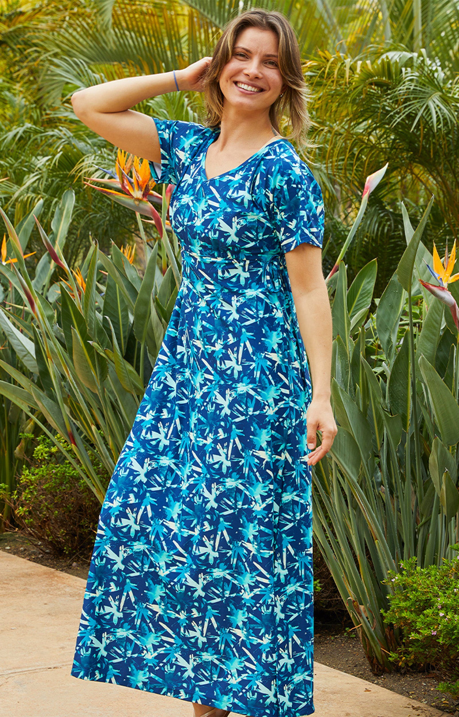 woman in UV Skinz's maxi dress|black