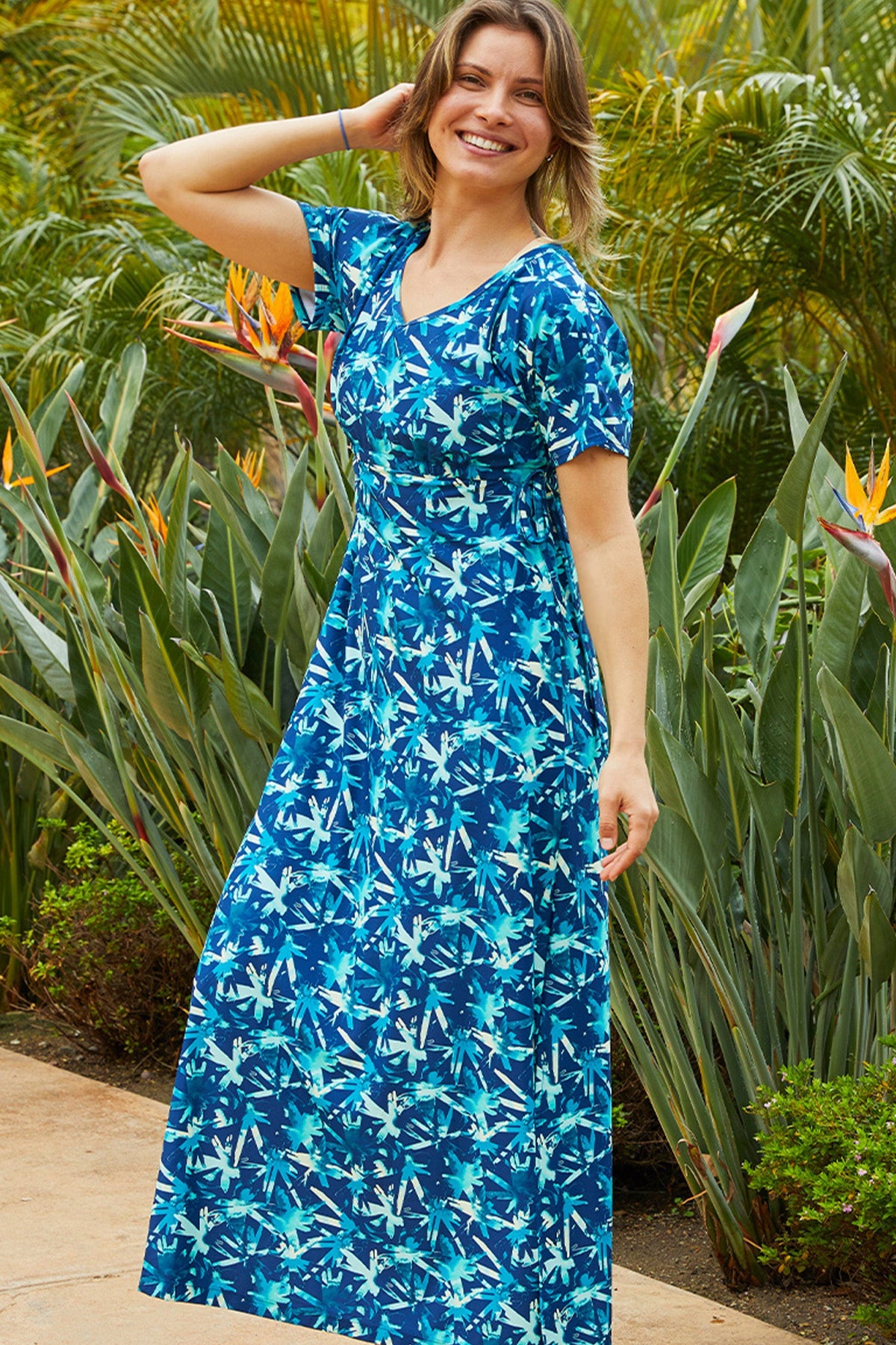 woman in UV Skinz's maxi dress|black