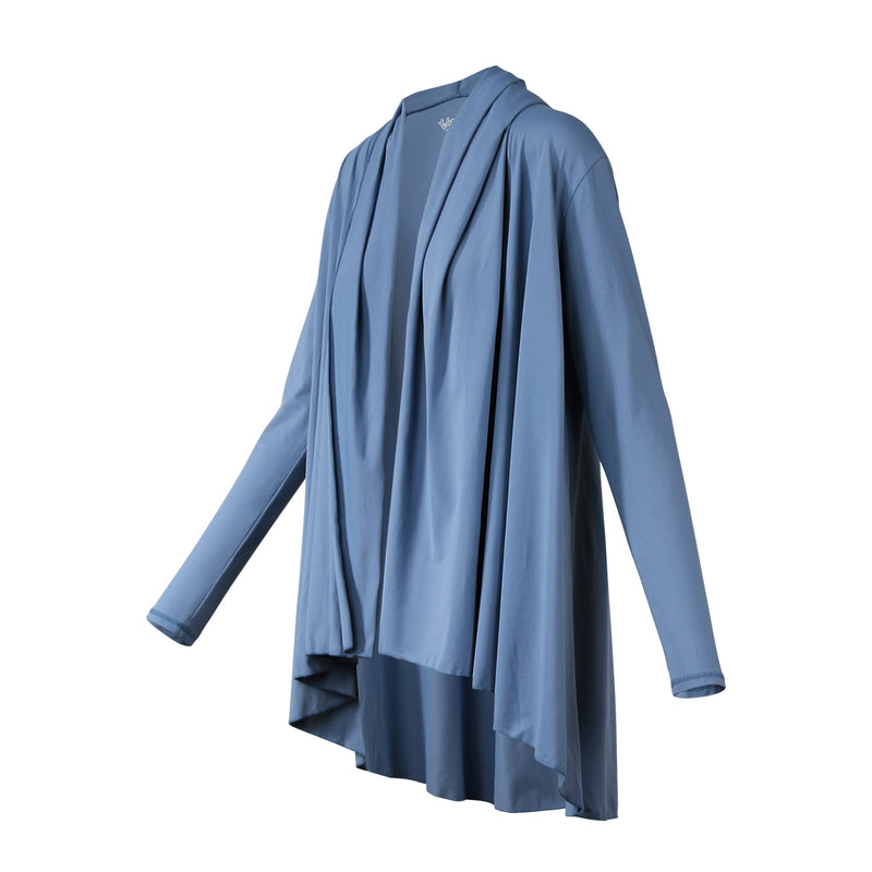 Side of the women's hooded beach cover up in baltic|baltic