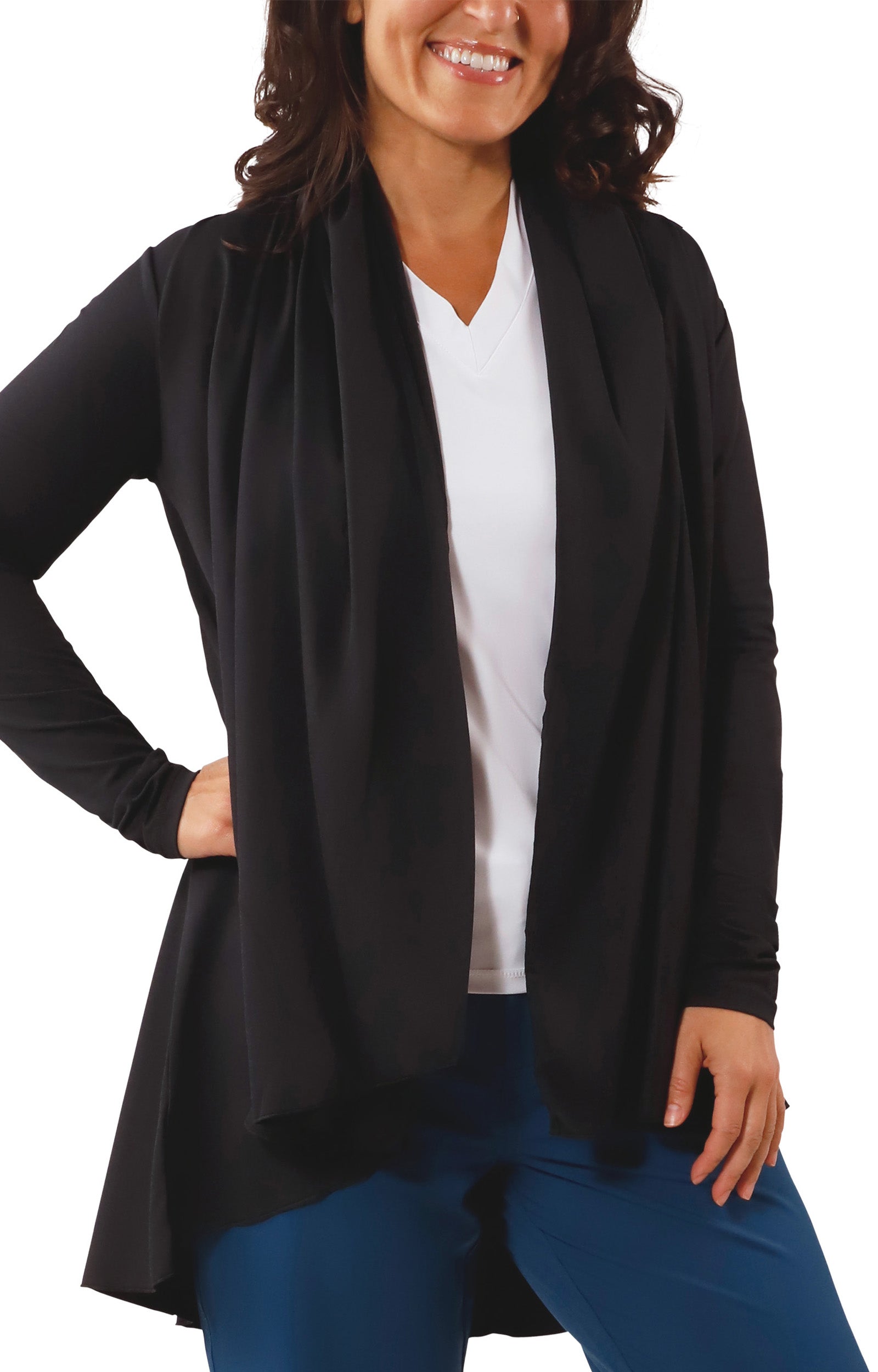 women's hooded beach cover up in black|black