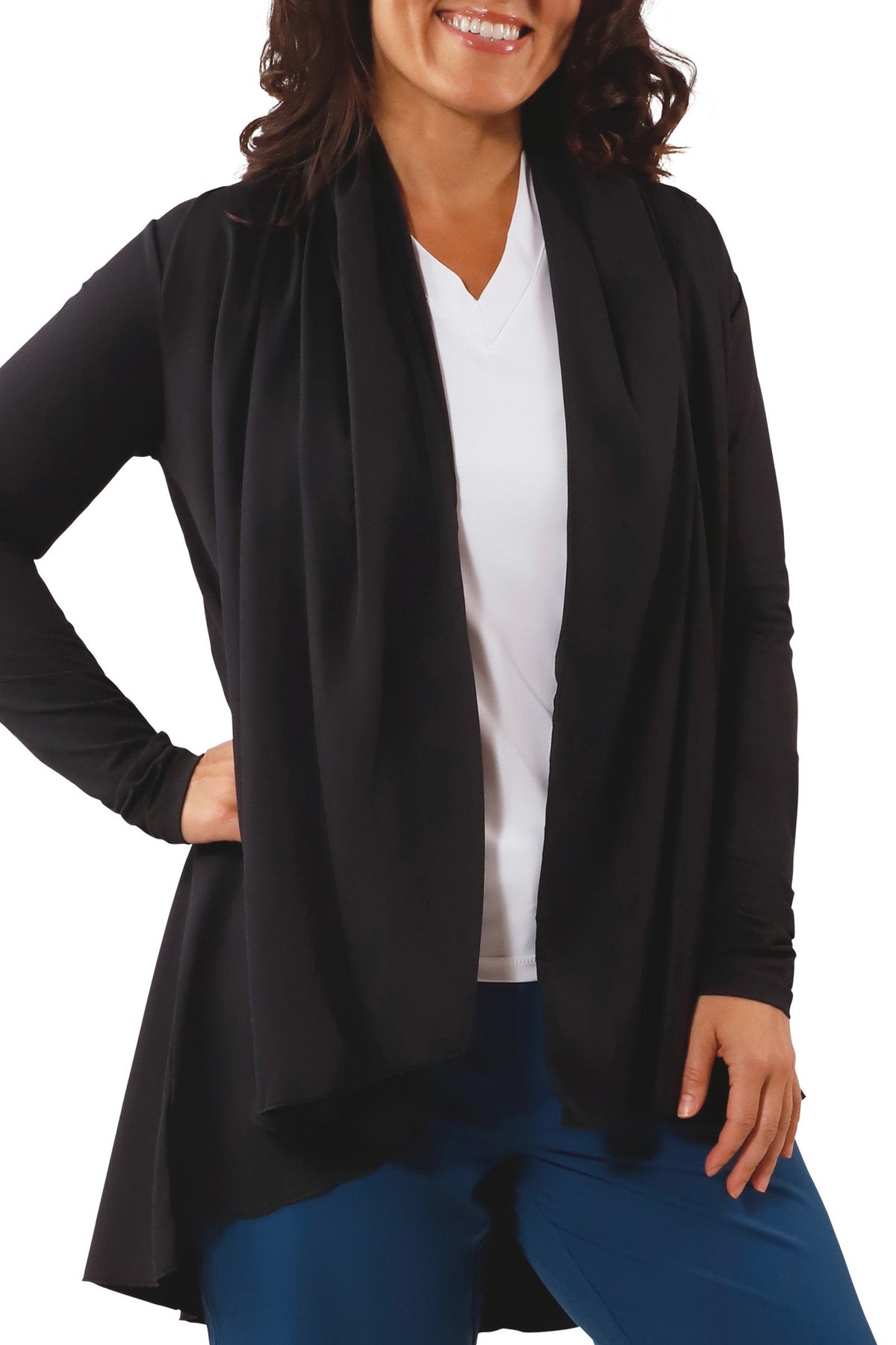 women's hooded beach cover up in black|black
