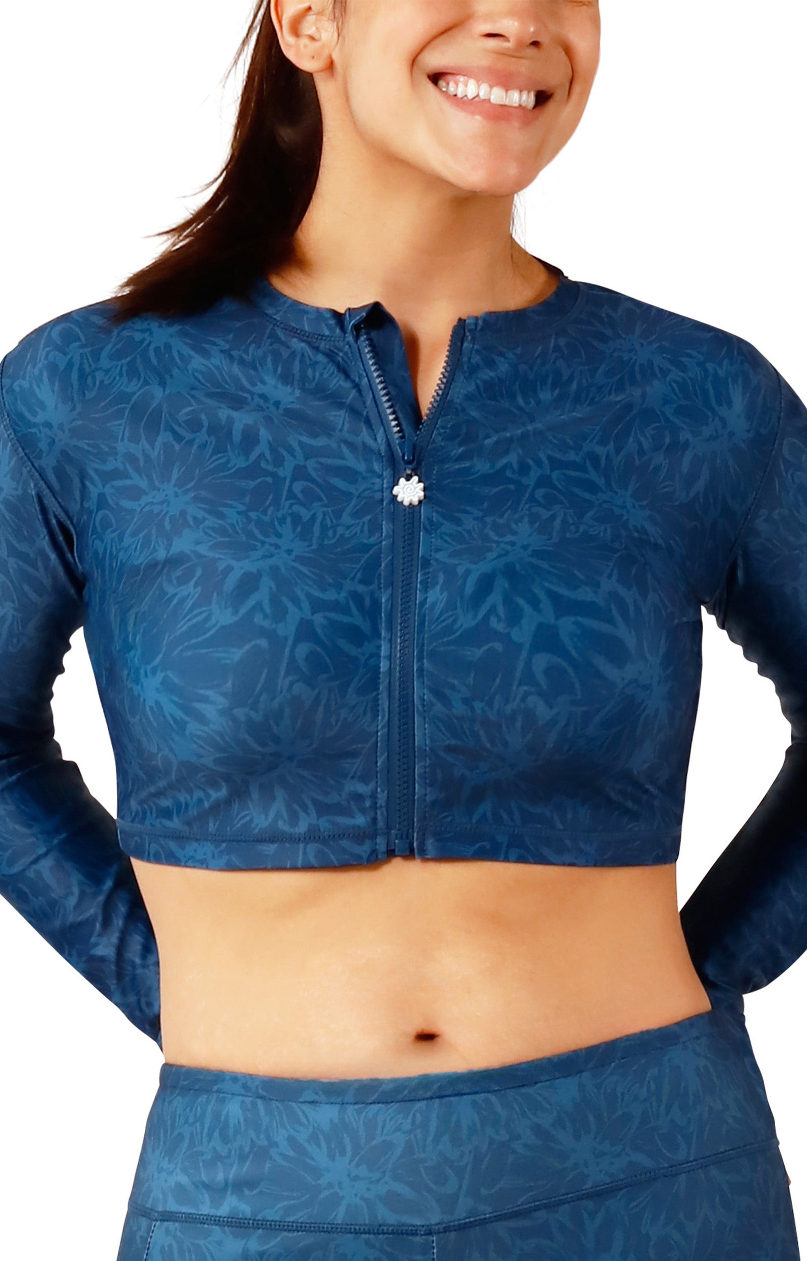 women's active swim shrug in midnight garden|midnight-garden