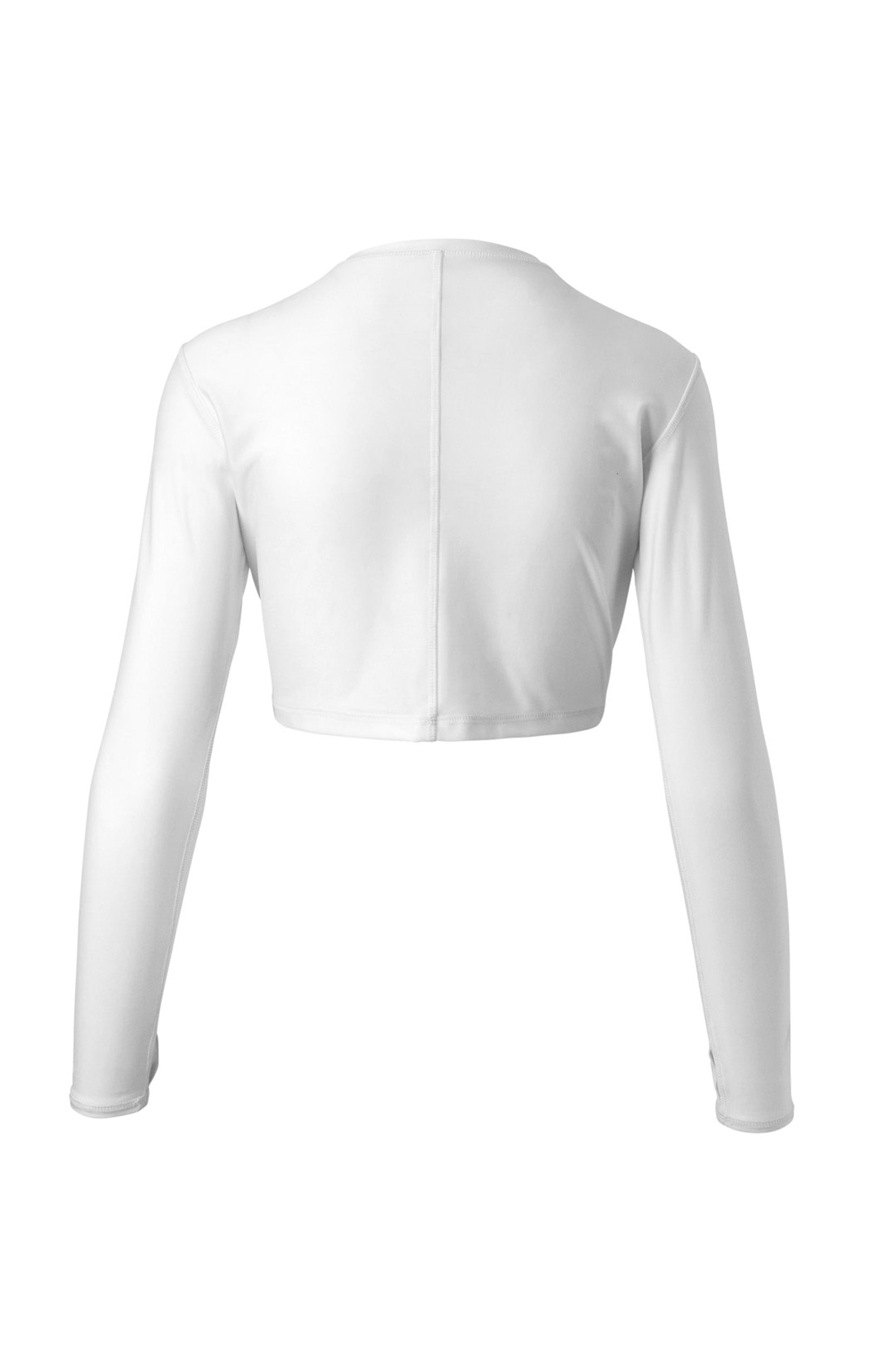 Back of the Women's Active Swim Shrug in White|white