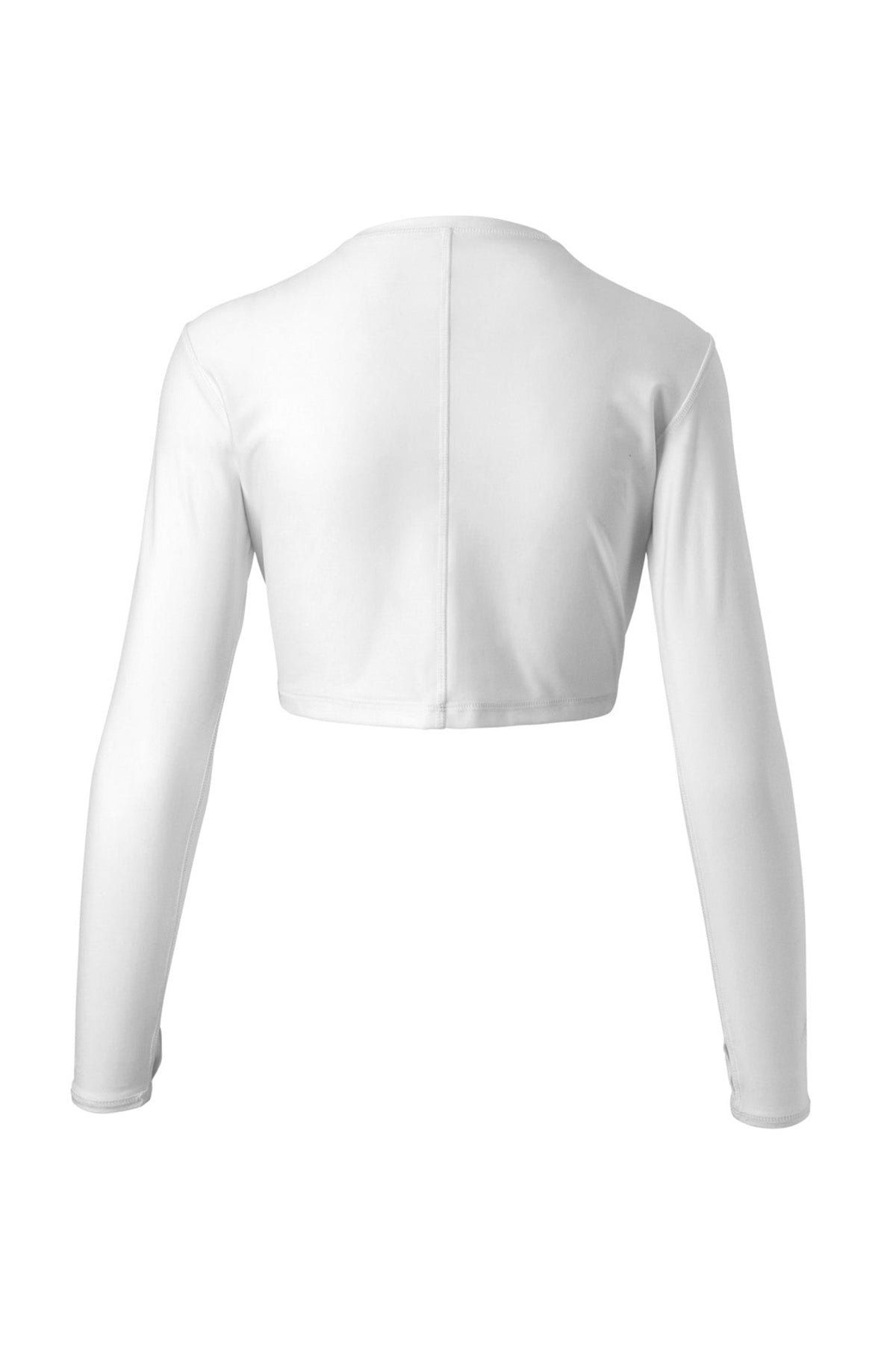 Back of the Women's Active Swim Shrug in White|white