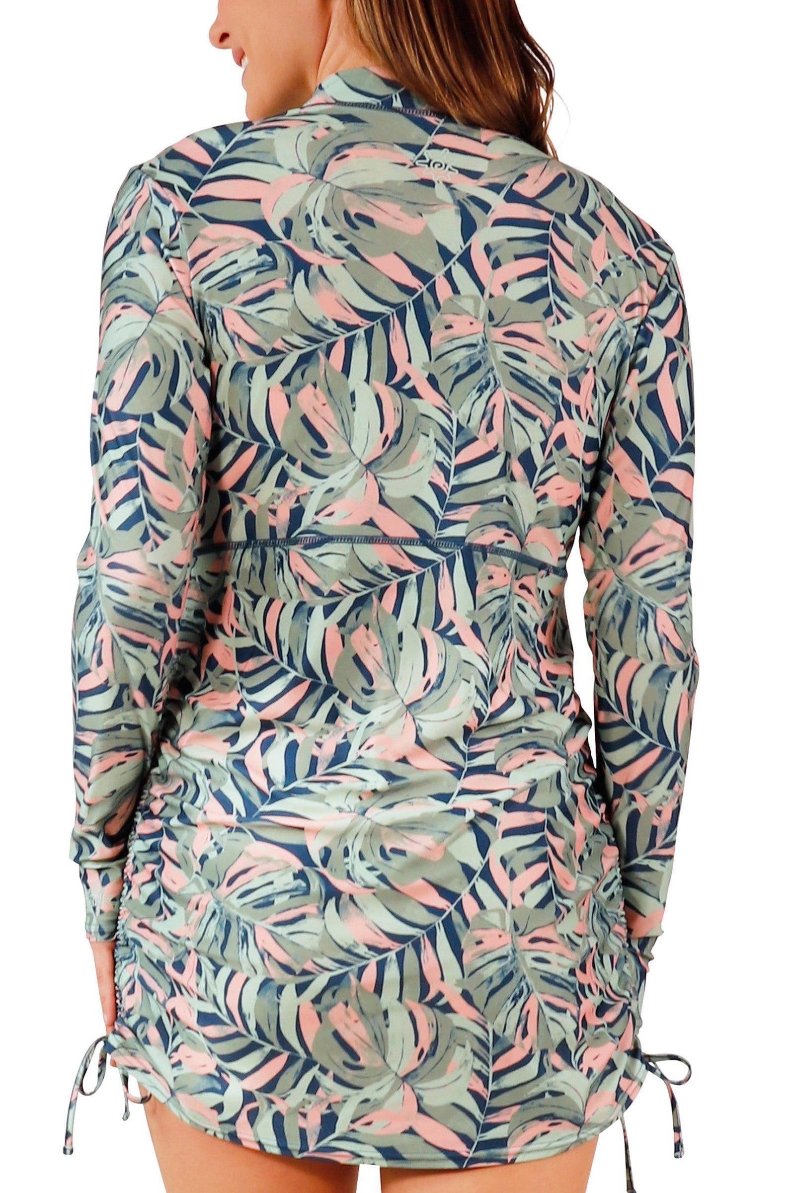 back view of woman in convertible swim shirtdress in moonlit canopy|moonlit-canopy