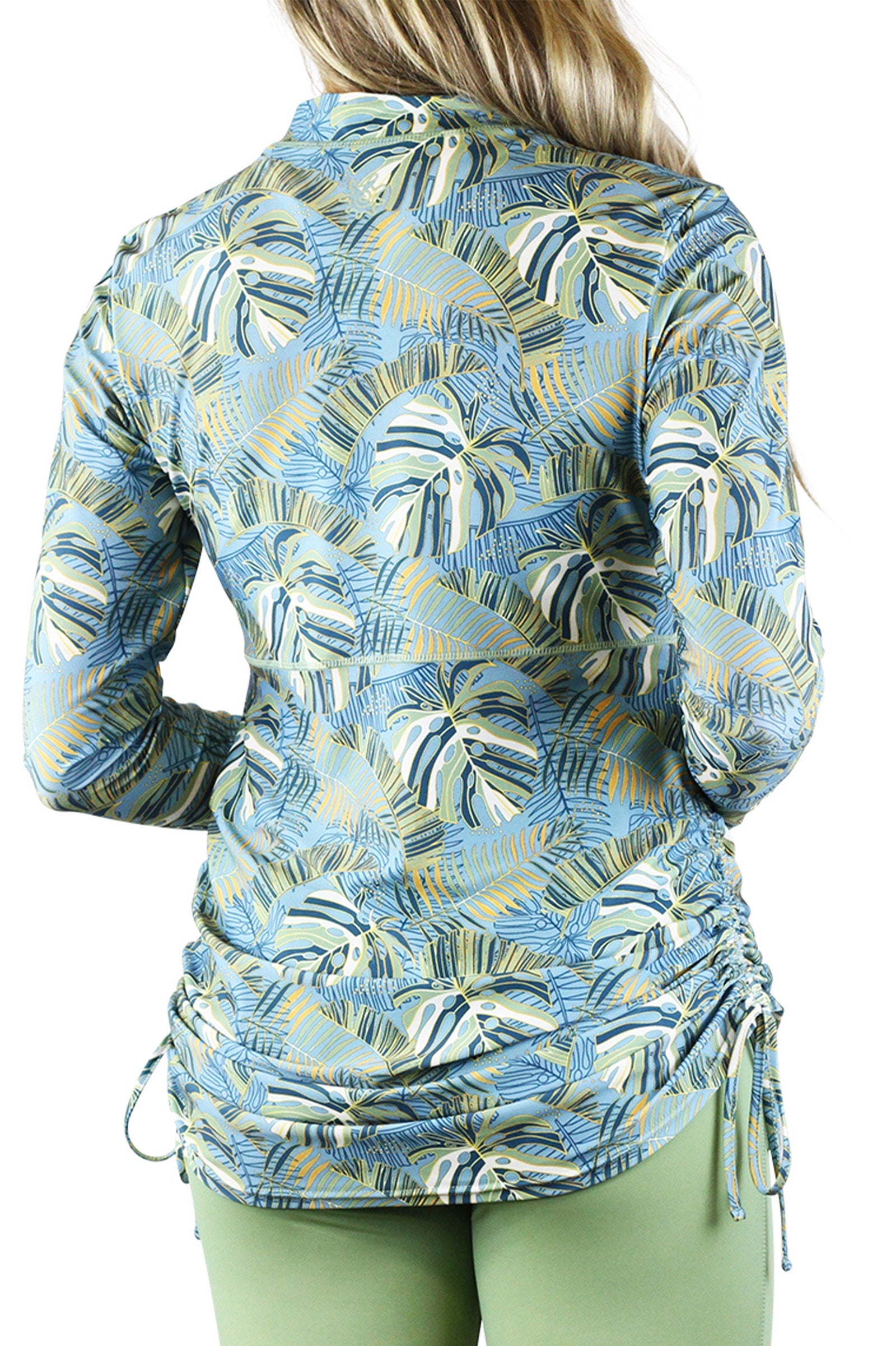 back view of the women's swim dress in tahoe tropical|tahoe-tropical