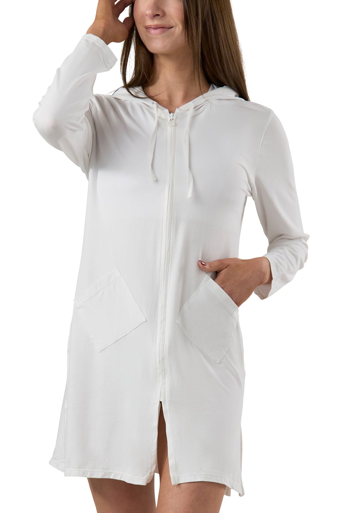 Women's Full Length UPF Jacket in White|white