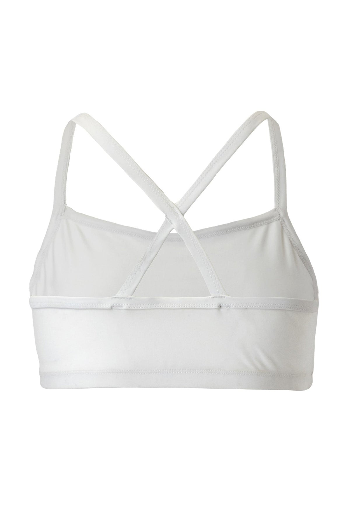 back of UV Skinz's swim bra in white|white