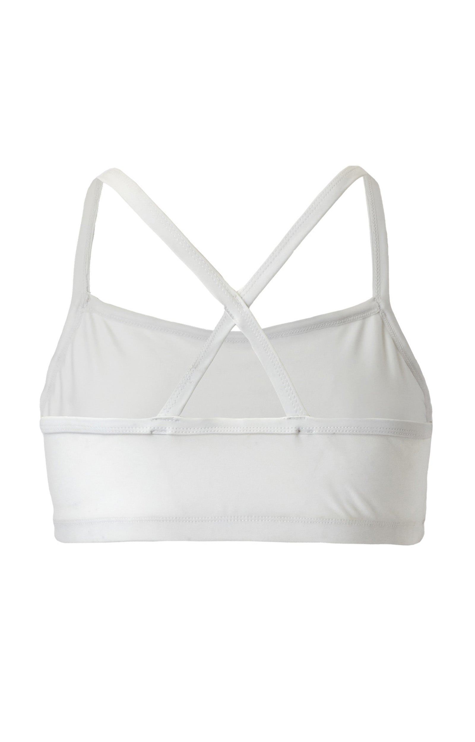 back of UV Skinz's swim bra in white|white