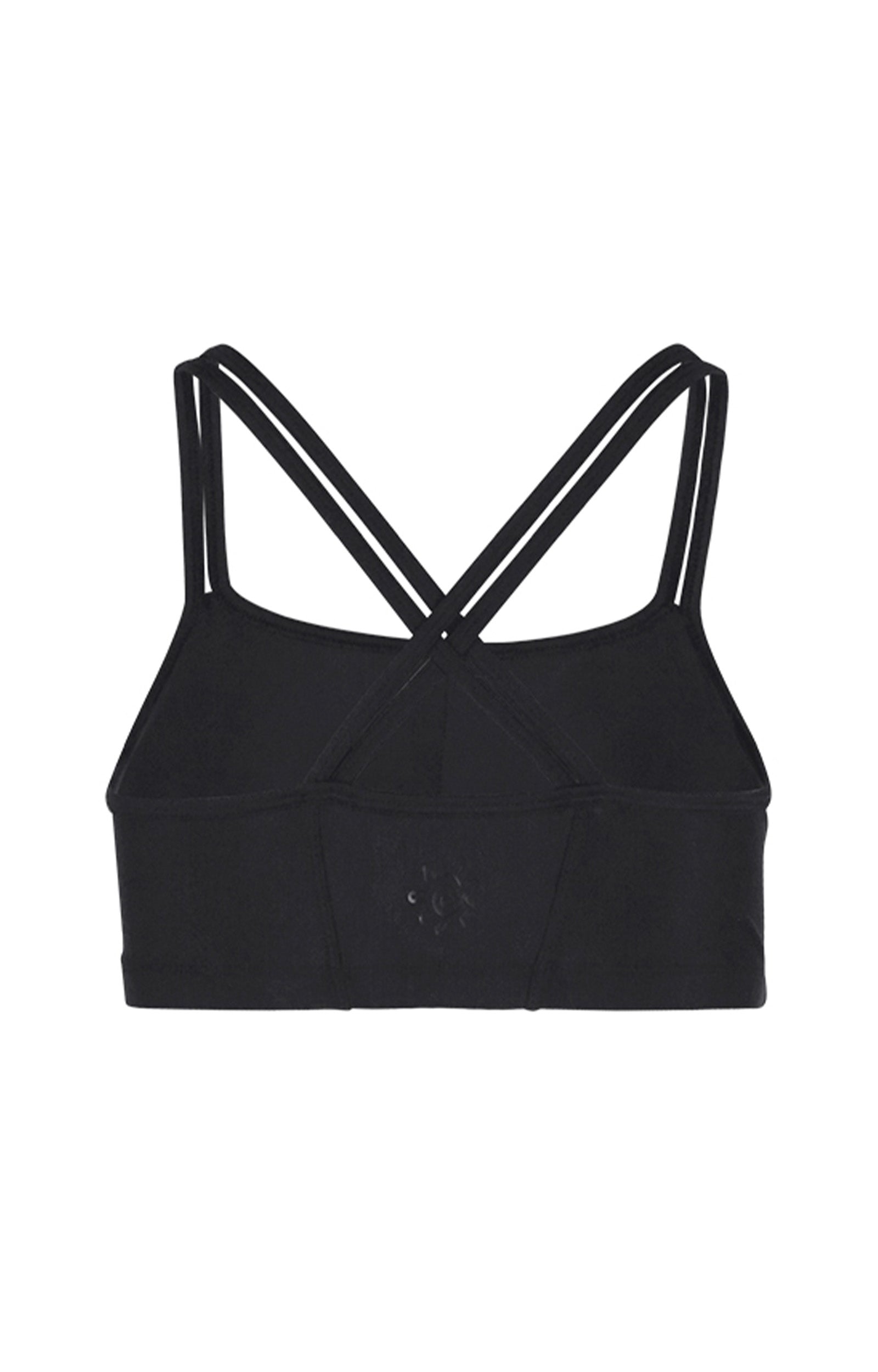 back of the women's crisscross swim bra in black|black