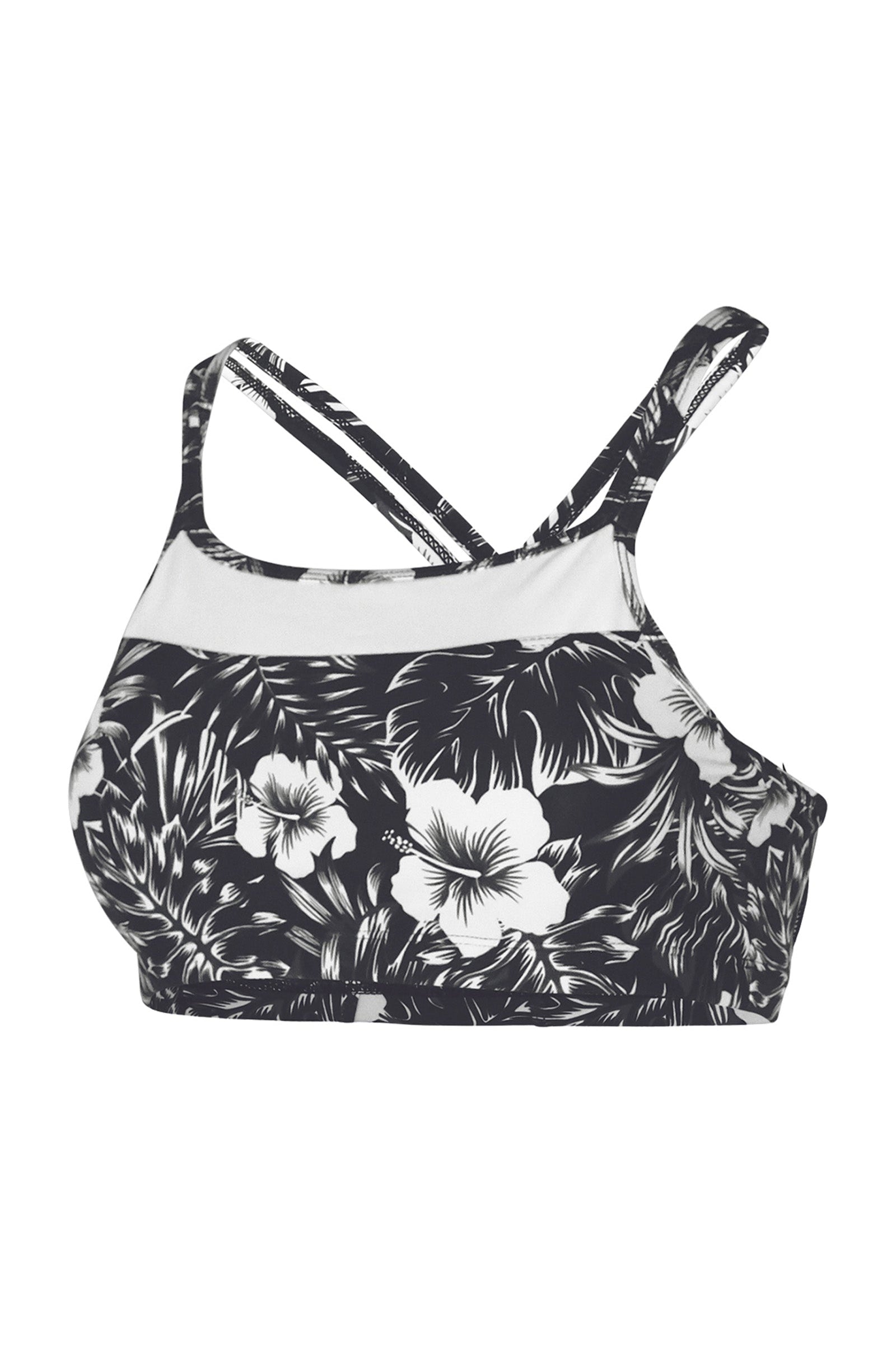 women's crisscross swim bra in black paradise|black-paradise