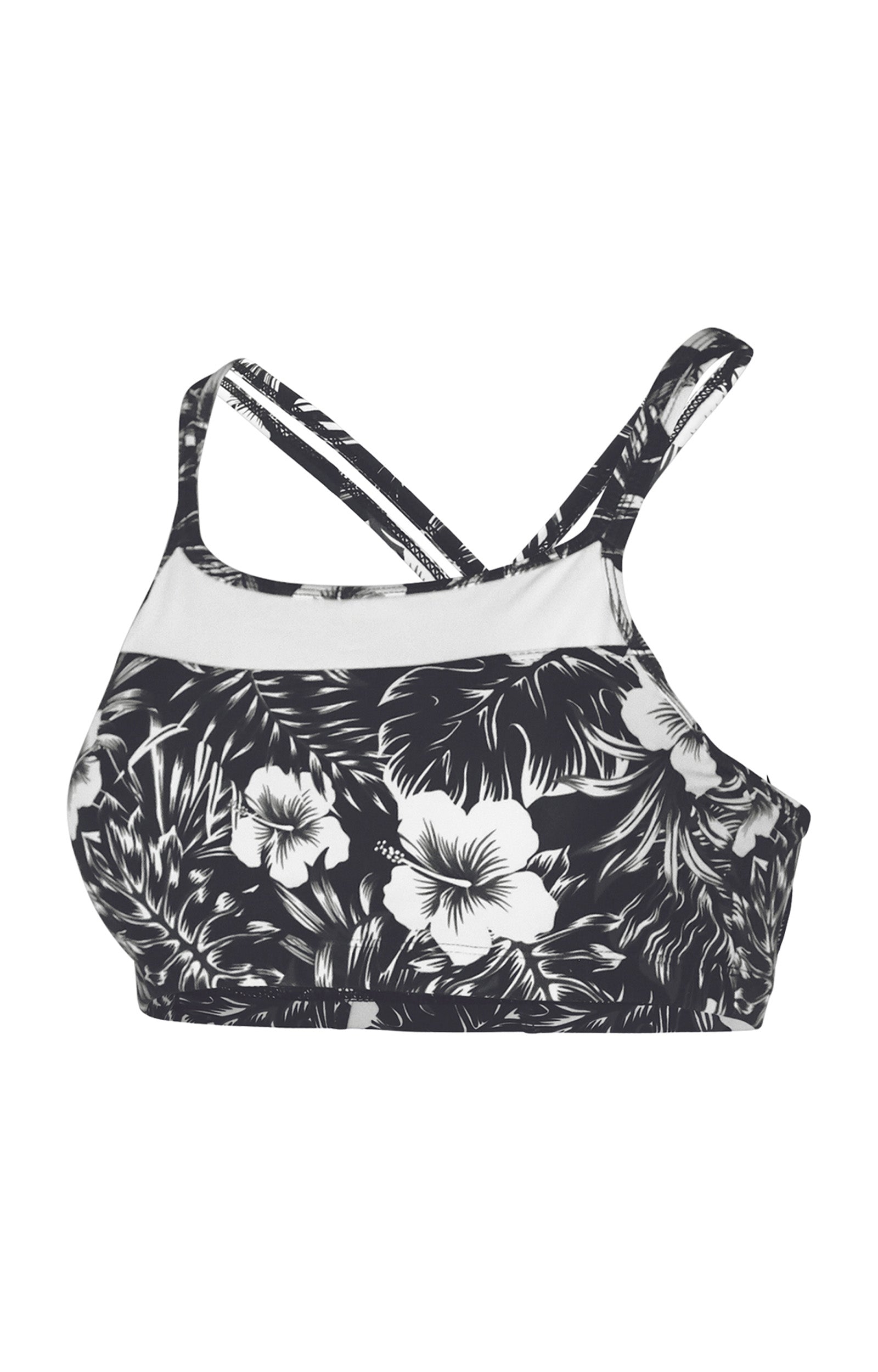 women's crisscross swim bra in black paradise|black-paradise