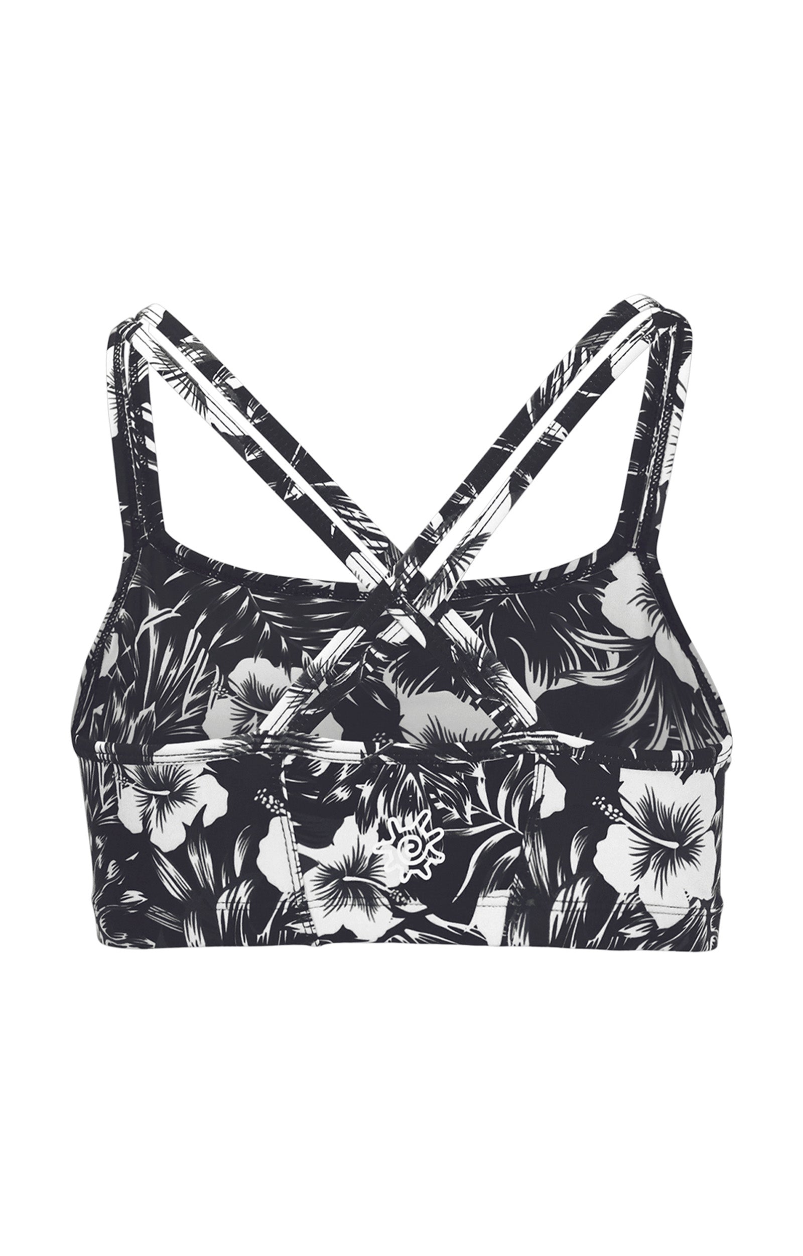 back of the women's crisscross swim bra in black paradise|black-paradise