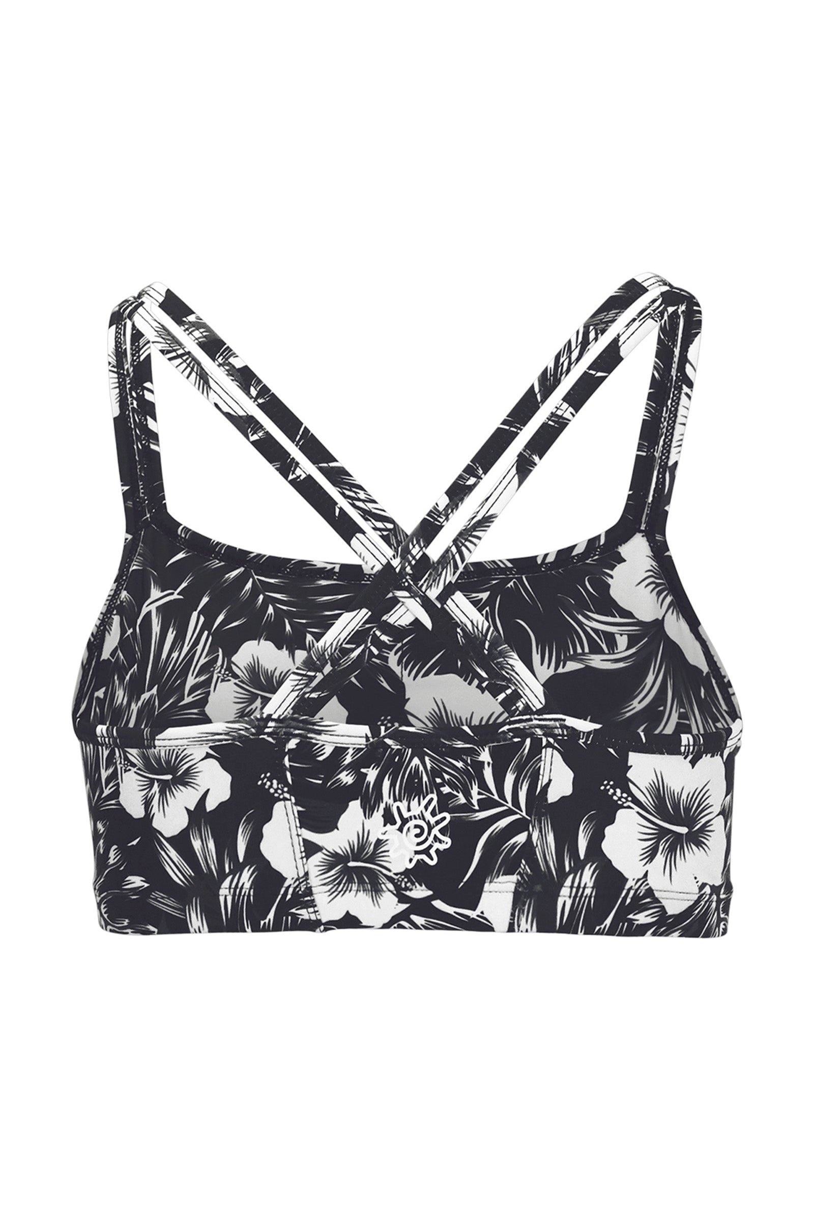 back of the women's crisscross swim bra in black paradise|black-paradise