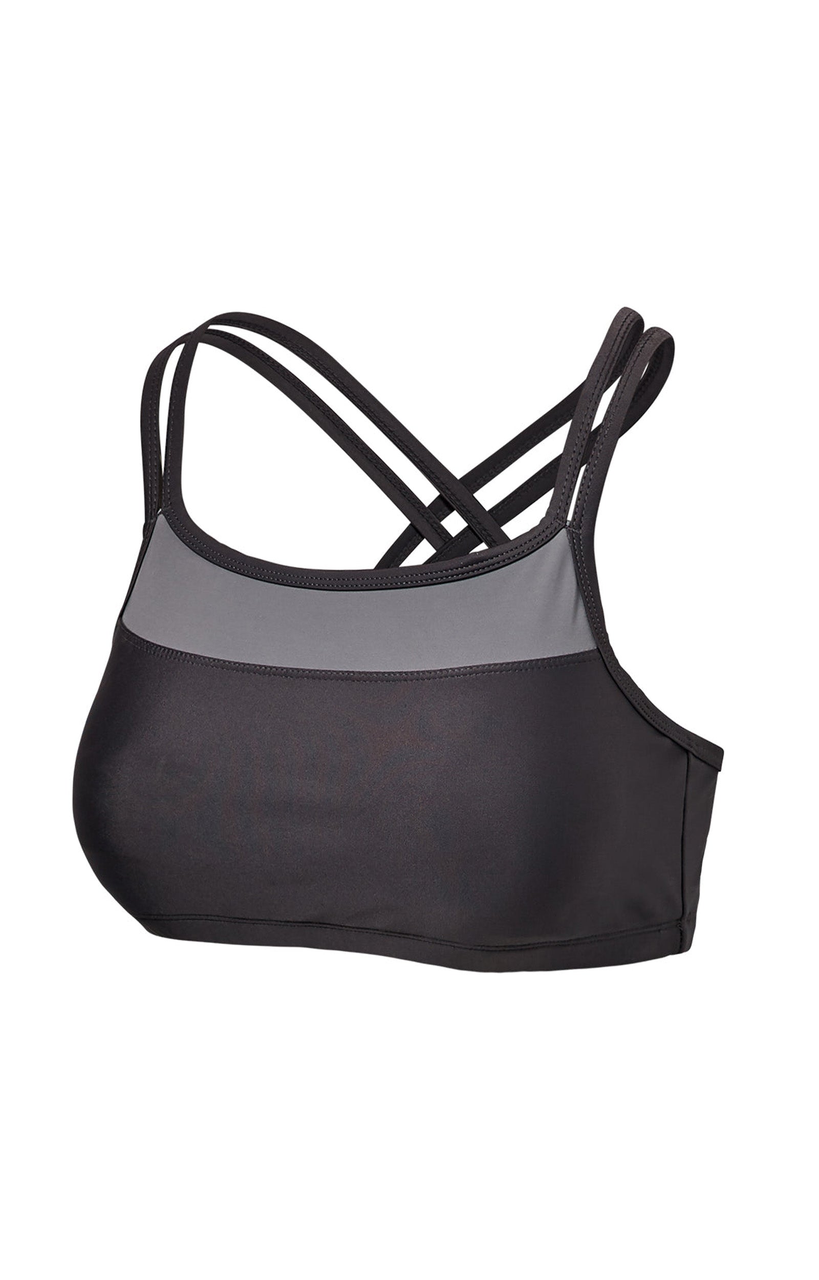 UV Skinz's women's crisscross swim bra in charcoal grey|charcoal-grey