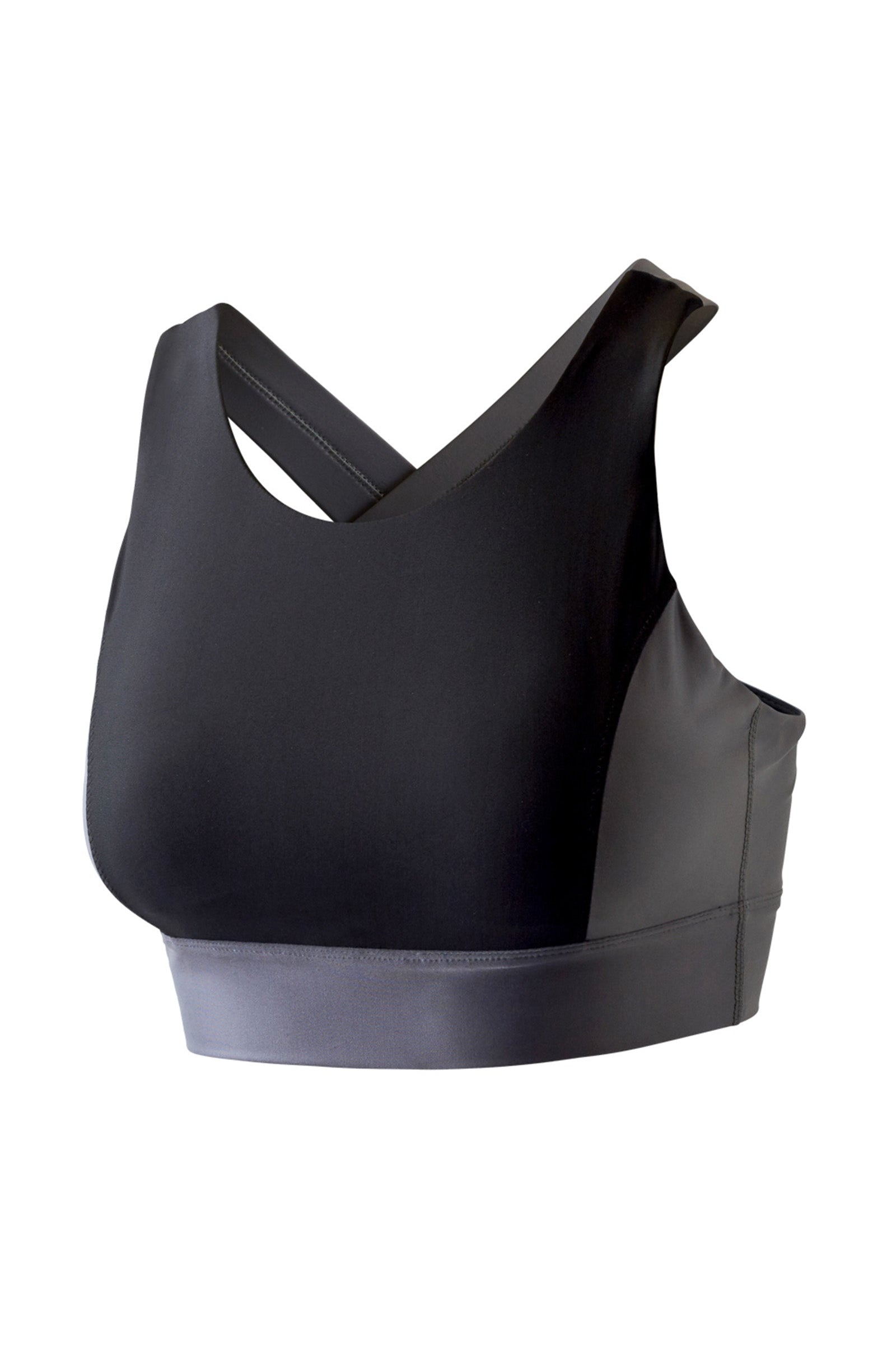 Women's Active Swim Bra in Black|black-steel-grey