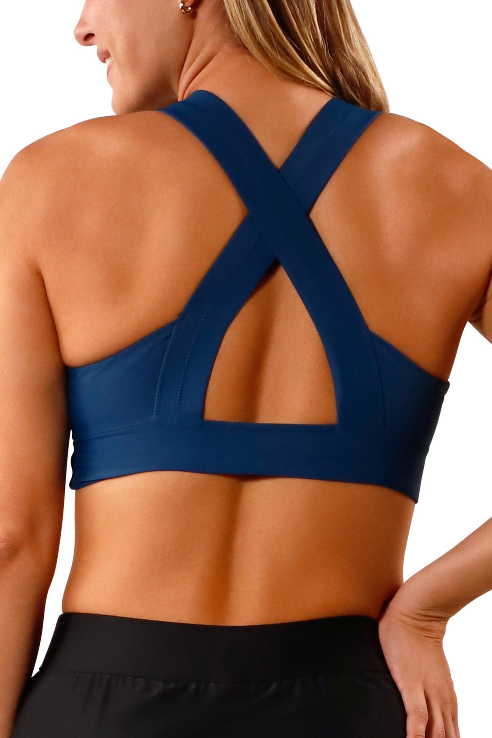 Women's back Active Swim Bra in Midnight|midnight