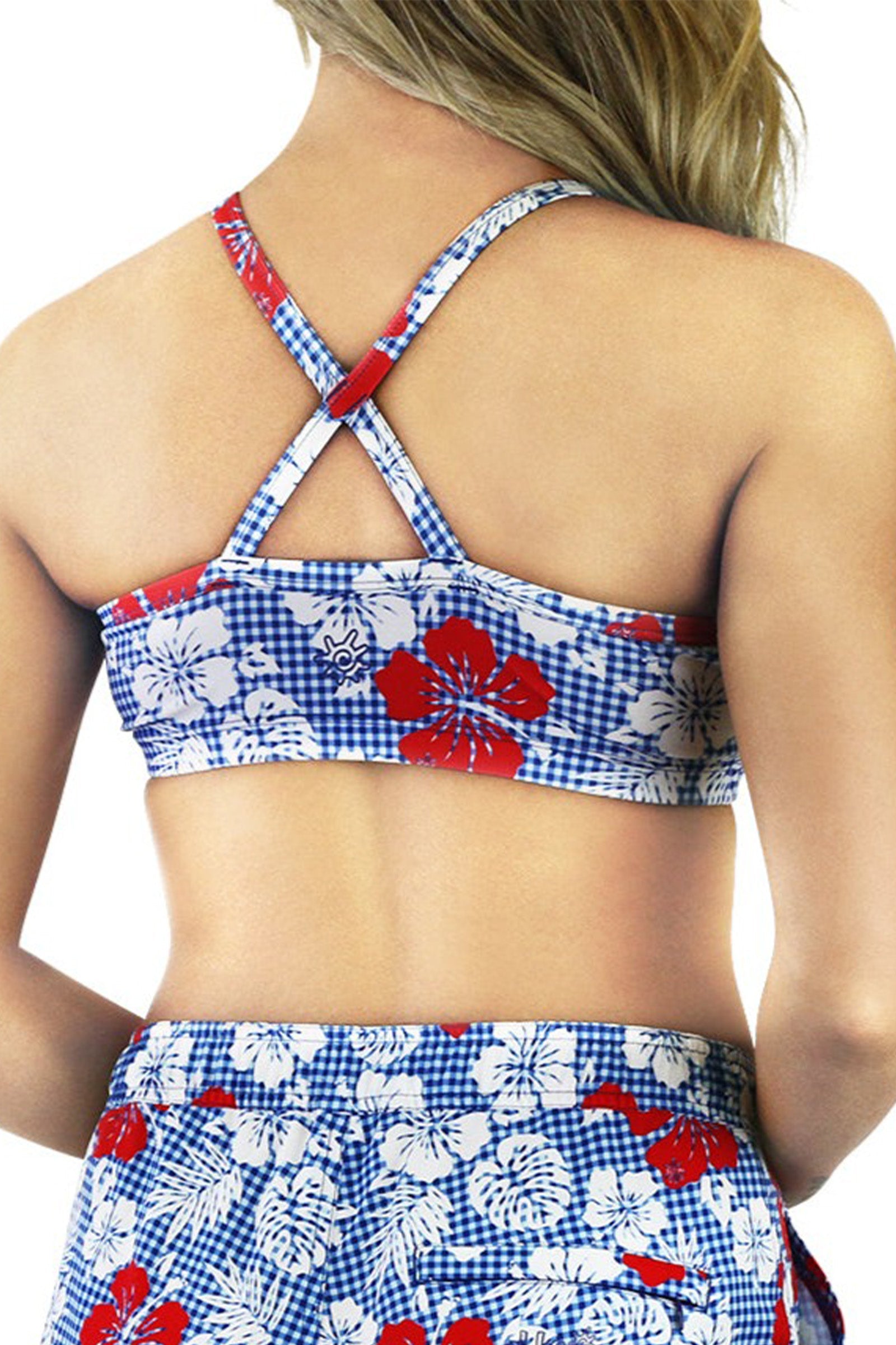 women's padded swim bra in red americana gingham|red-americana-gingham