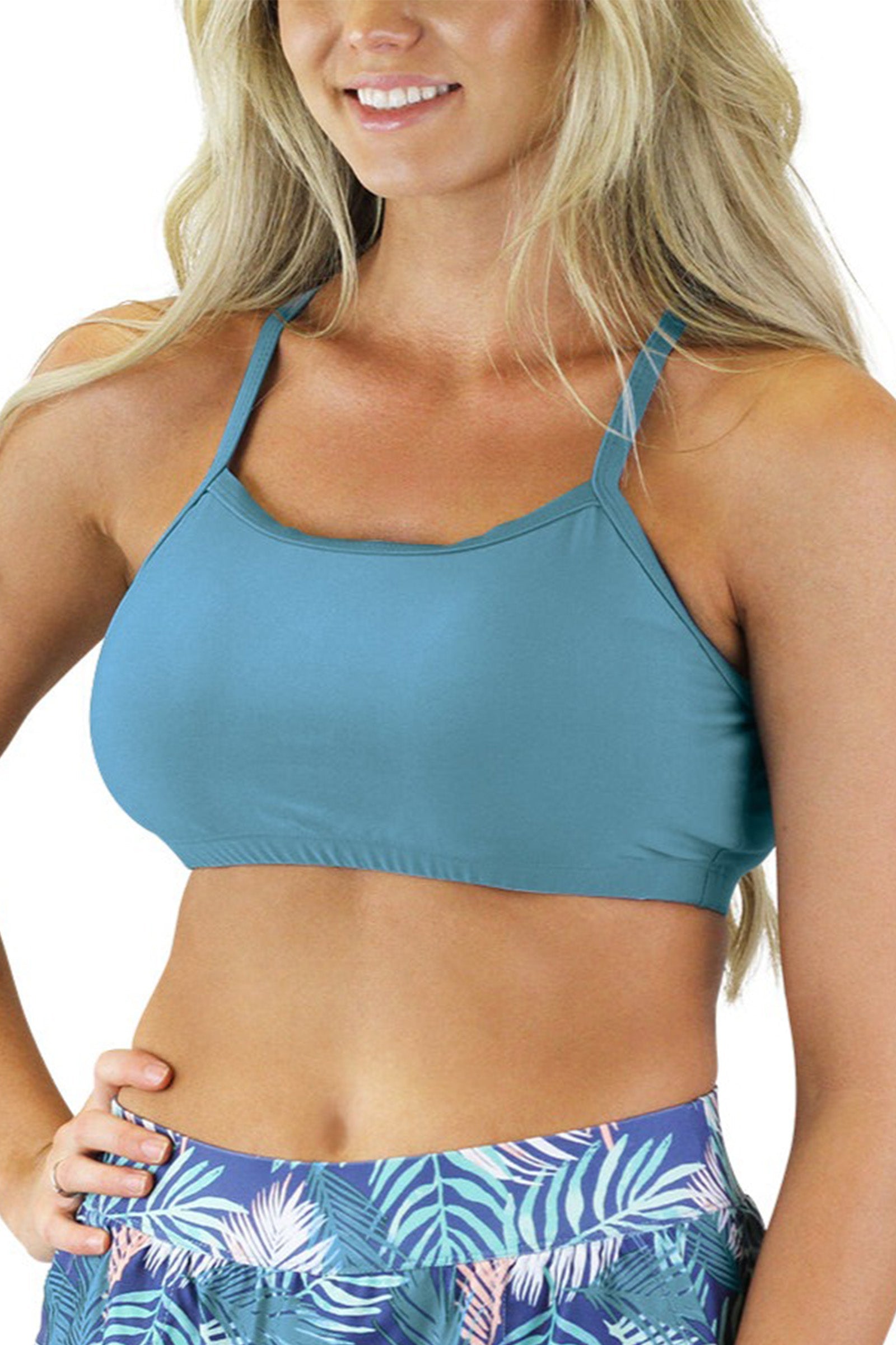 Women's Padded Swim Bra in Lagoon|lagoon