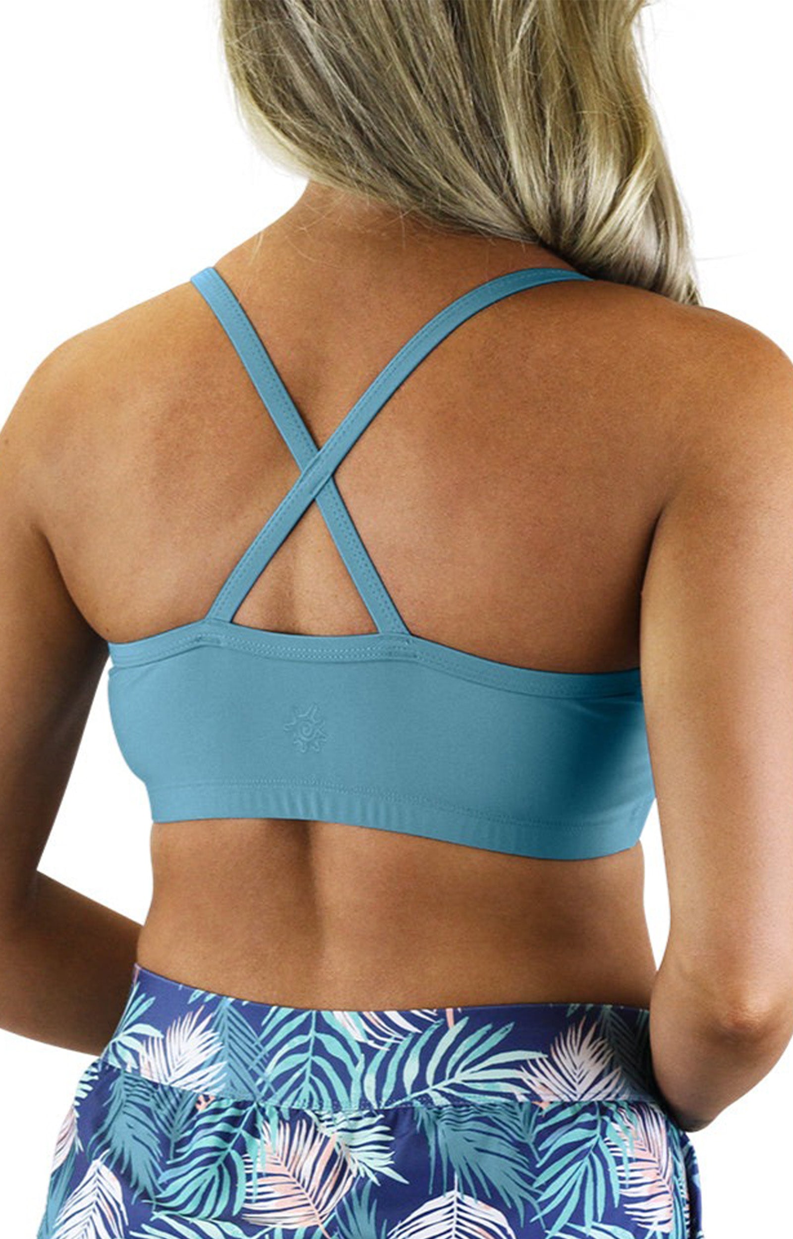 Back of the Women's Padded Swim Bra in Lagoon|lagoon