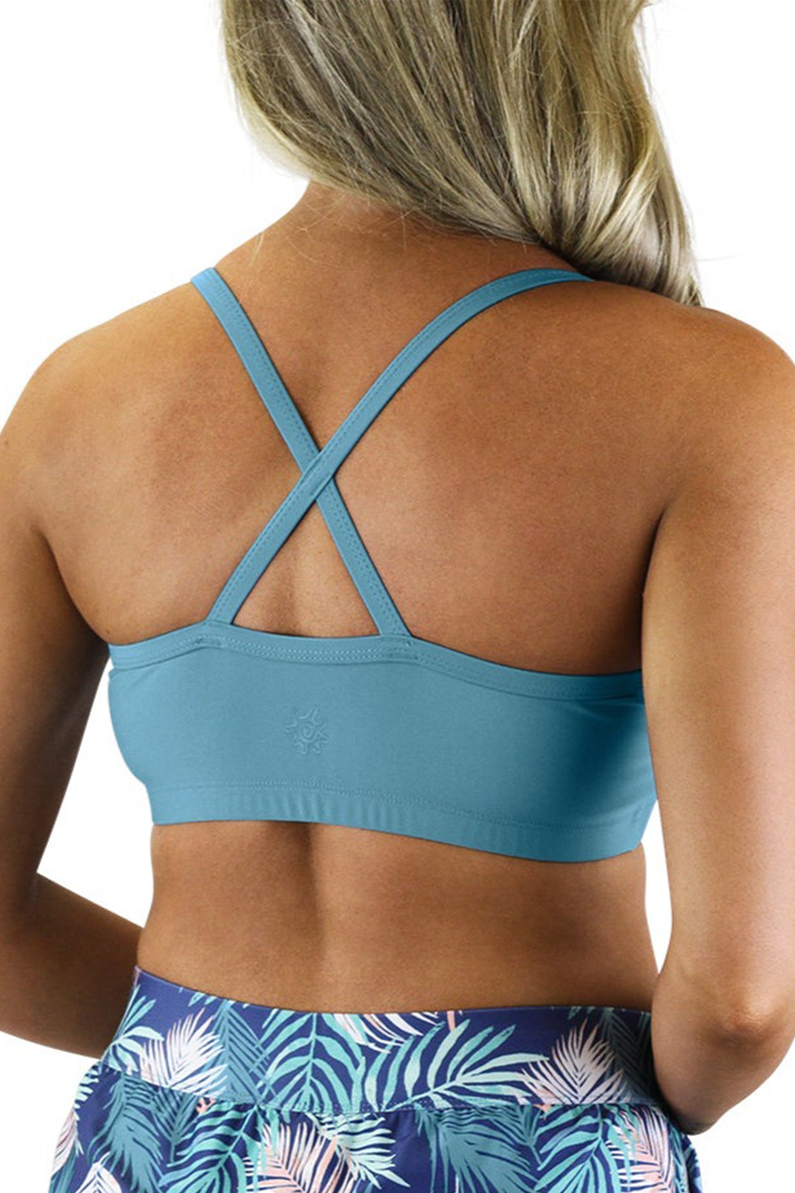 Back of the Women's Padded Swim Bra in Lagoon|lagoon