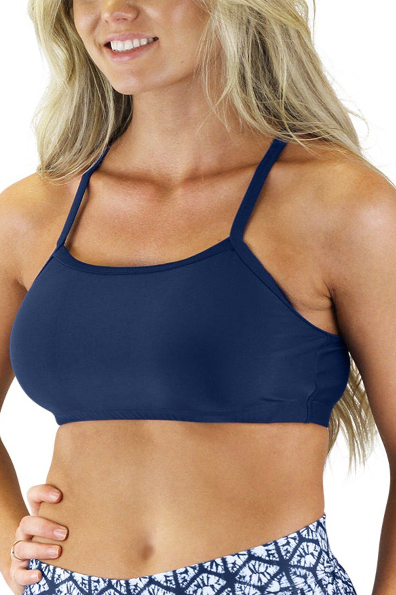 Women's Padded Swim Bra in Dark Navy|dark-navy